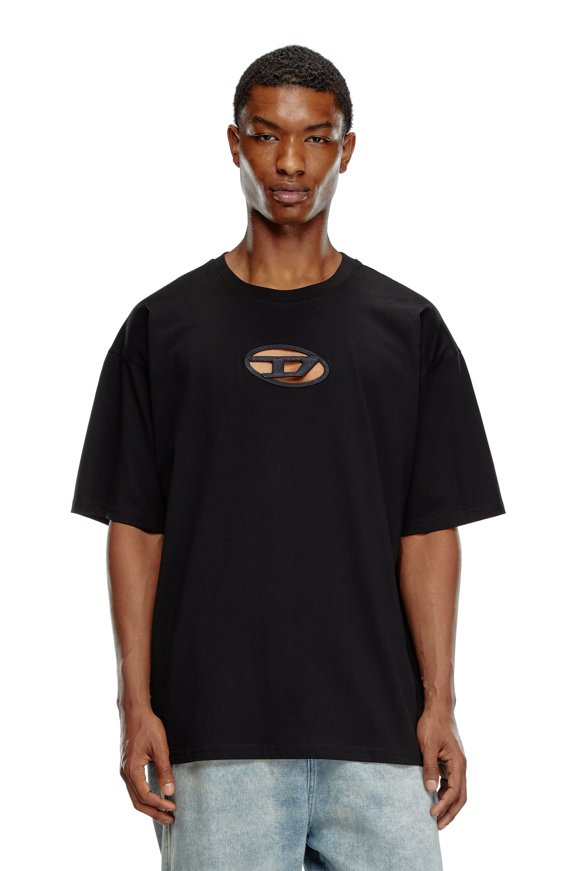 Women s T shirt with embroidered Oval D Black Diesel