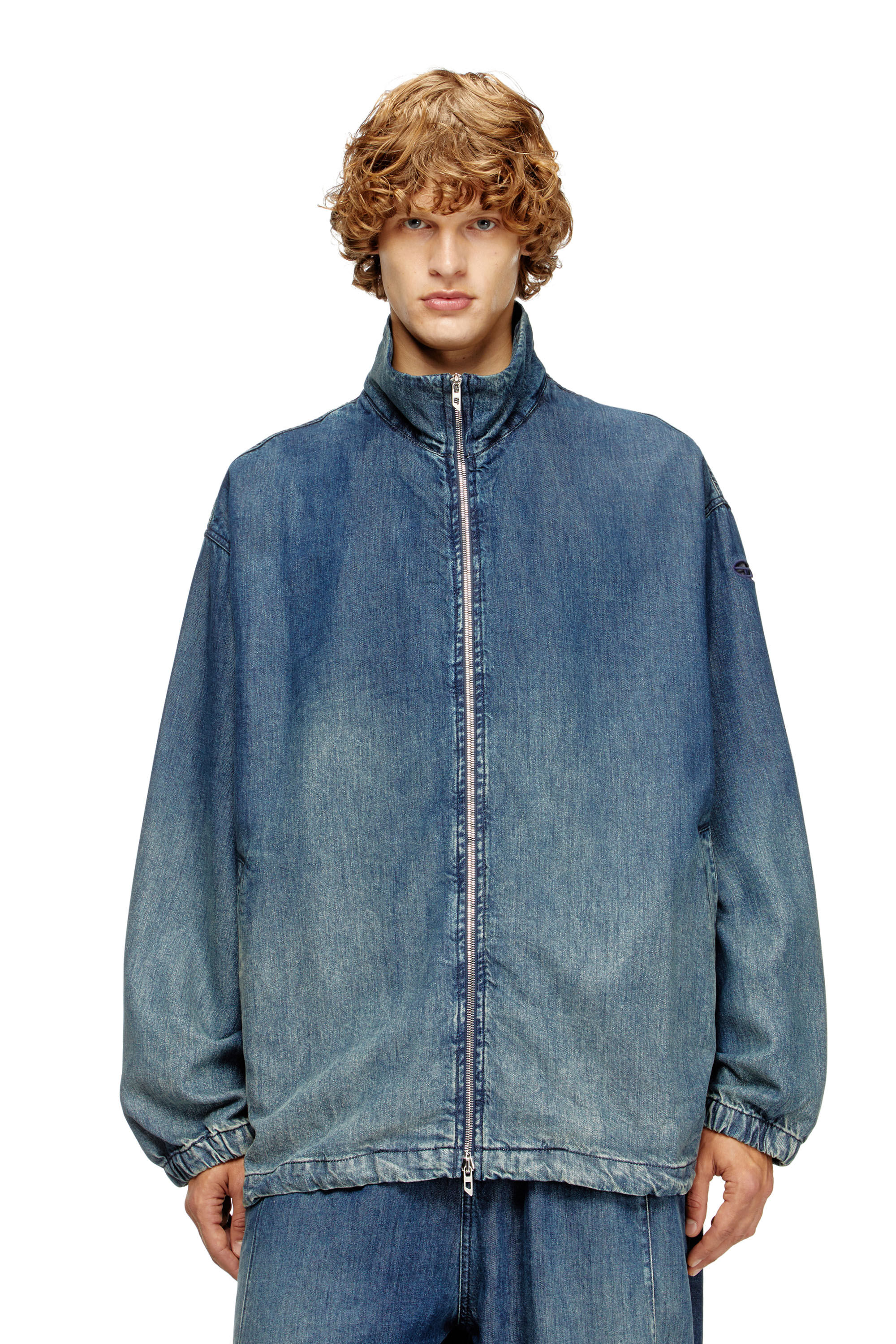 Diesel - D-KRAP-S6, Male's Zipped jacket in fluid denim in Medium Blue - 3