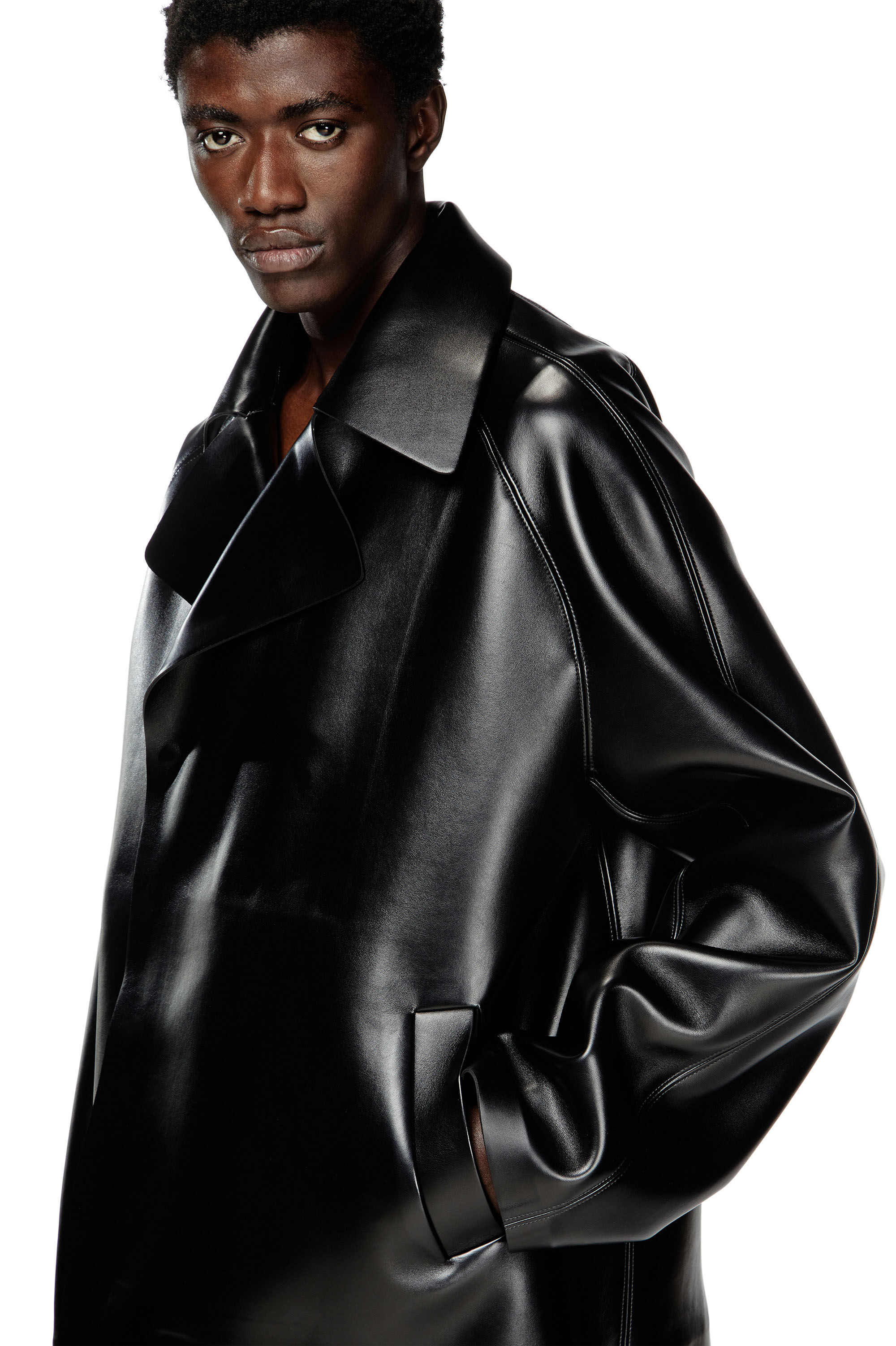 Diesel - J-MARKUS, Veste oversize ajustée en néoprène contrecollé Mixte in Noir - 4