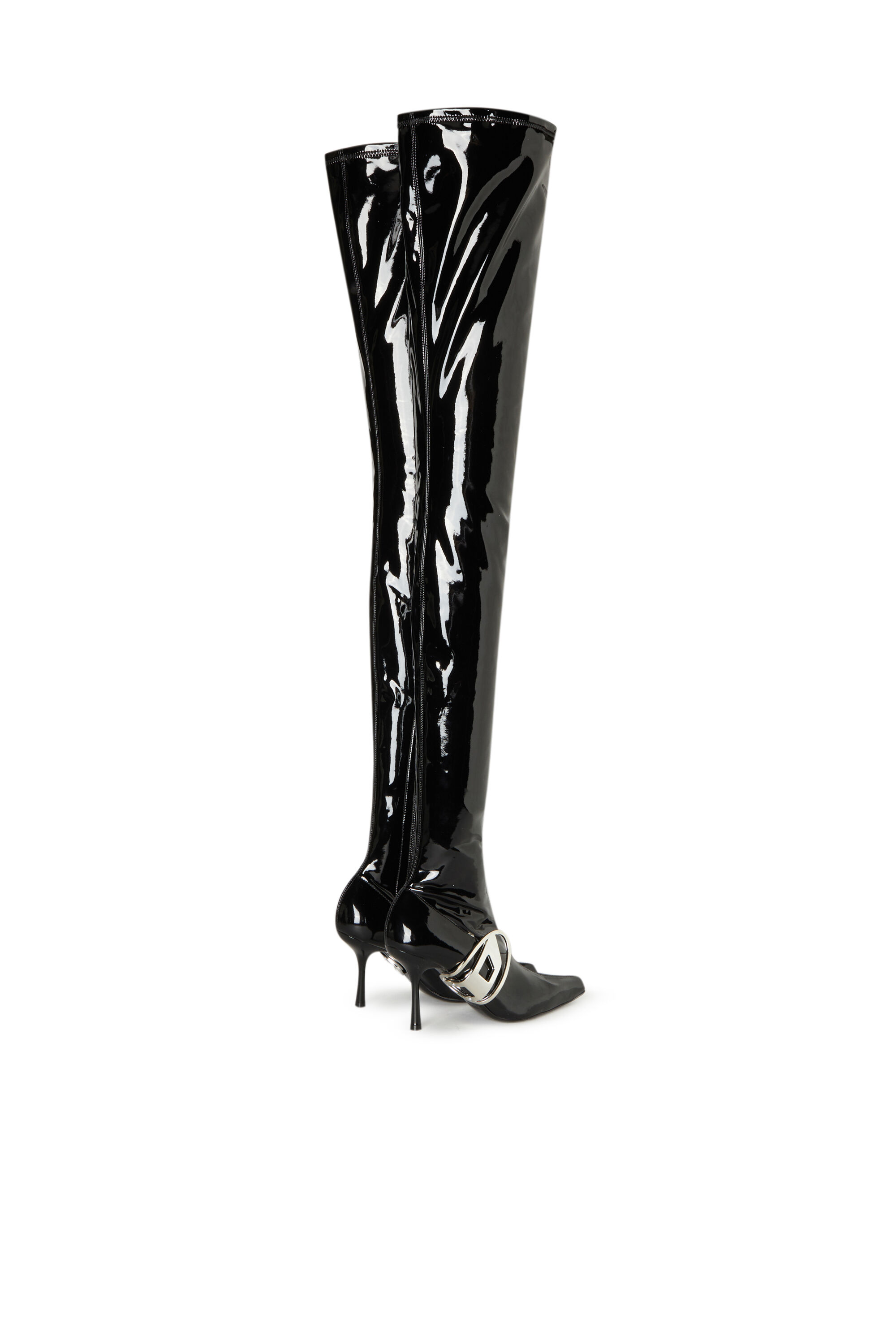 Diesel - D-ECLIPSE TBT, D-Eclipse TBT - Cuissardes vernies avec plaque ovale Femme in Noir - 3
