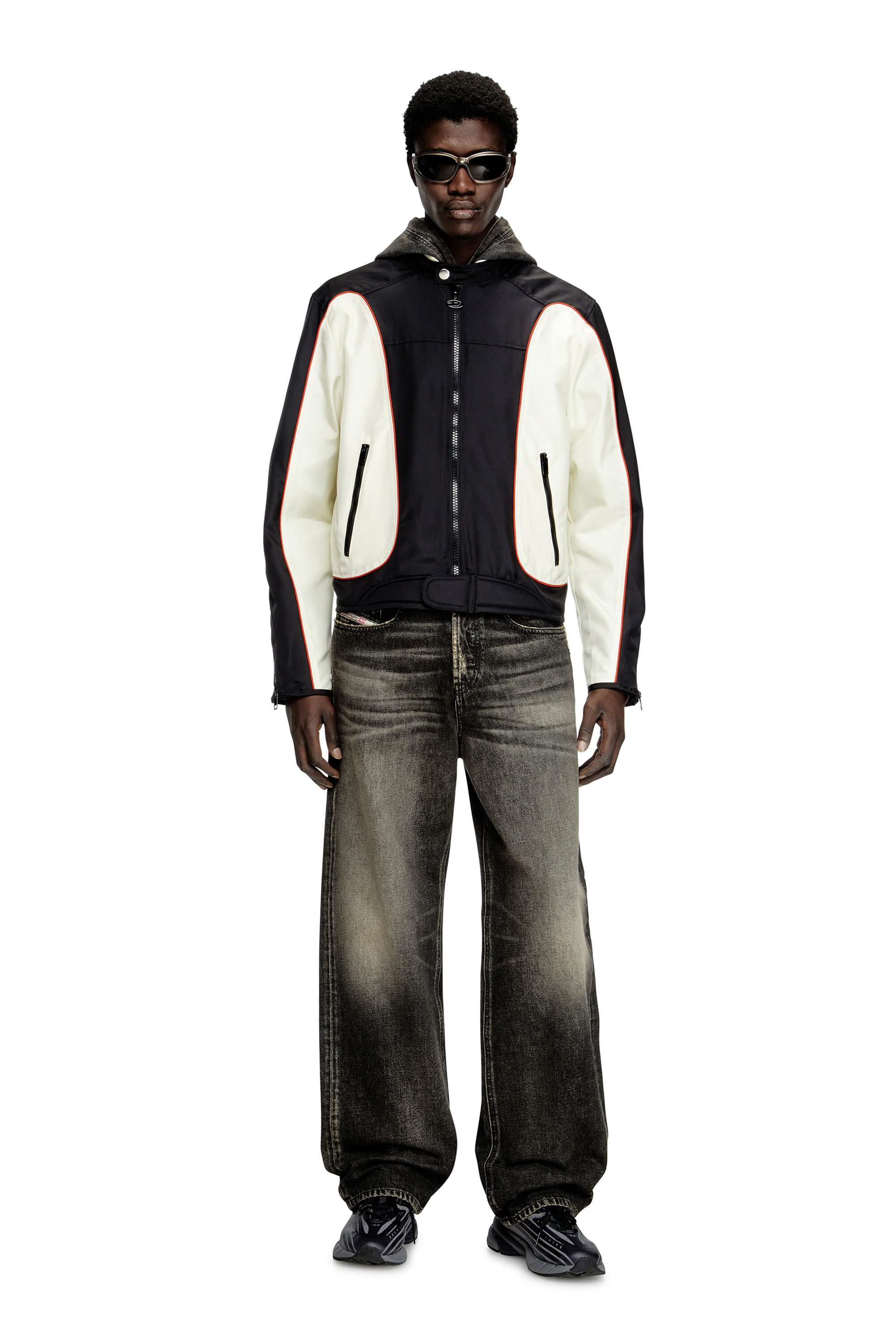 Diesel - J-BLINK-A, Veste biker color-block avec passepoil Homme in Polychrome - 1