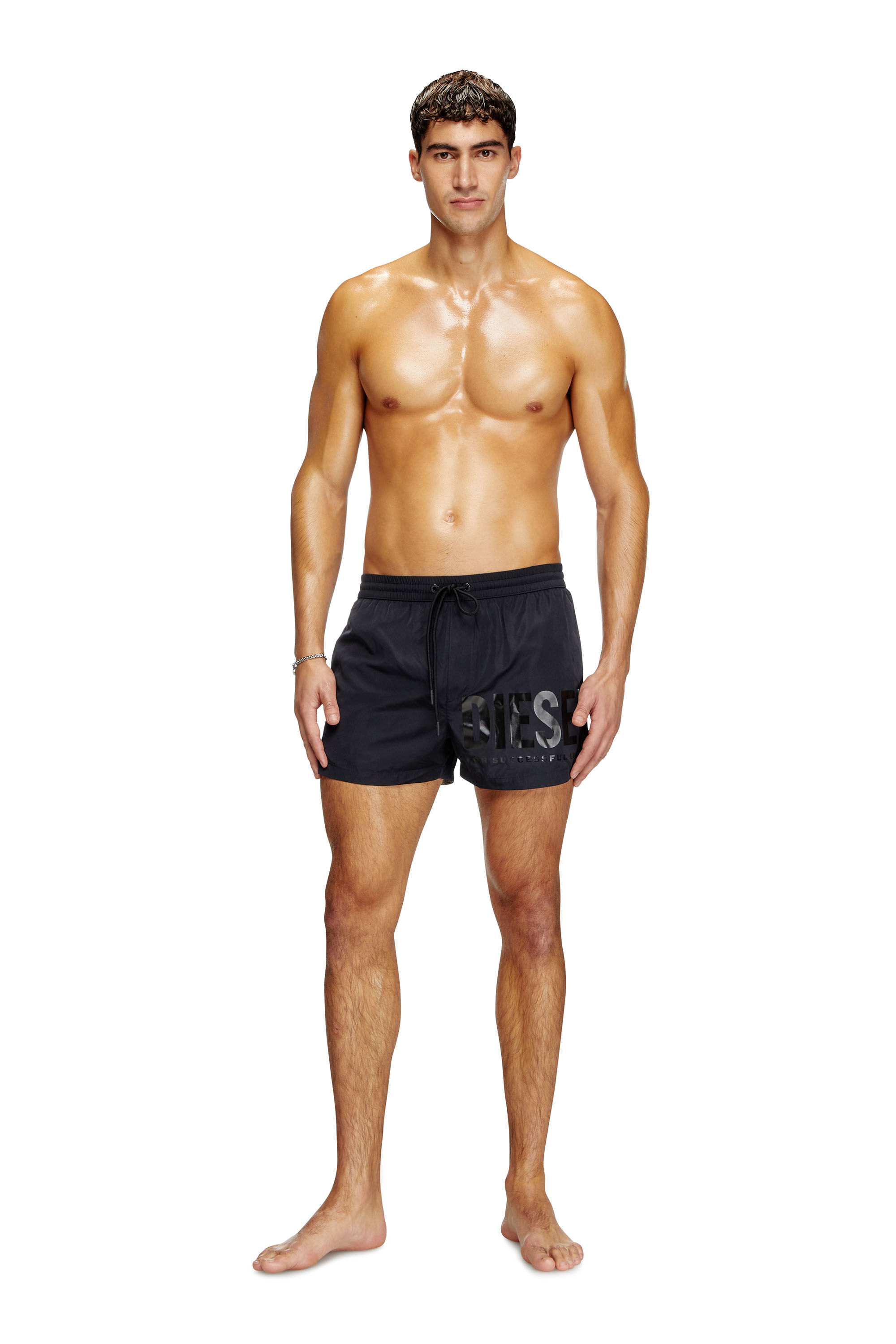 Diesel - MARIO-34-D-CORE, Male's Swim shorts with logo print in Black - 2