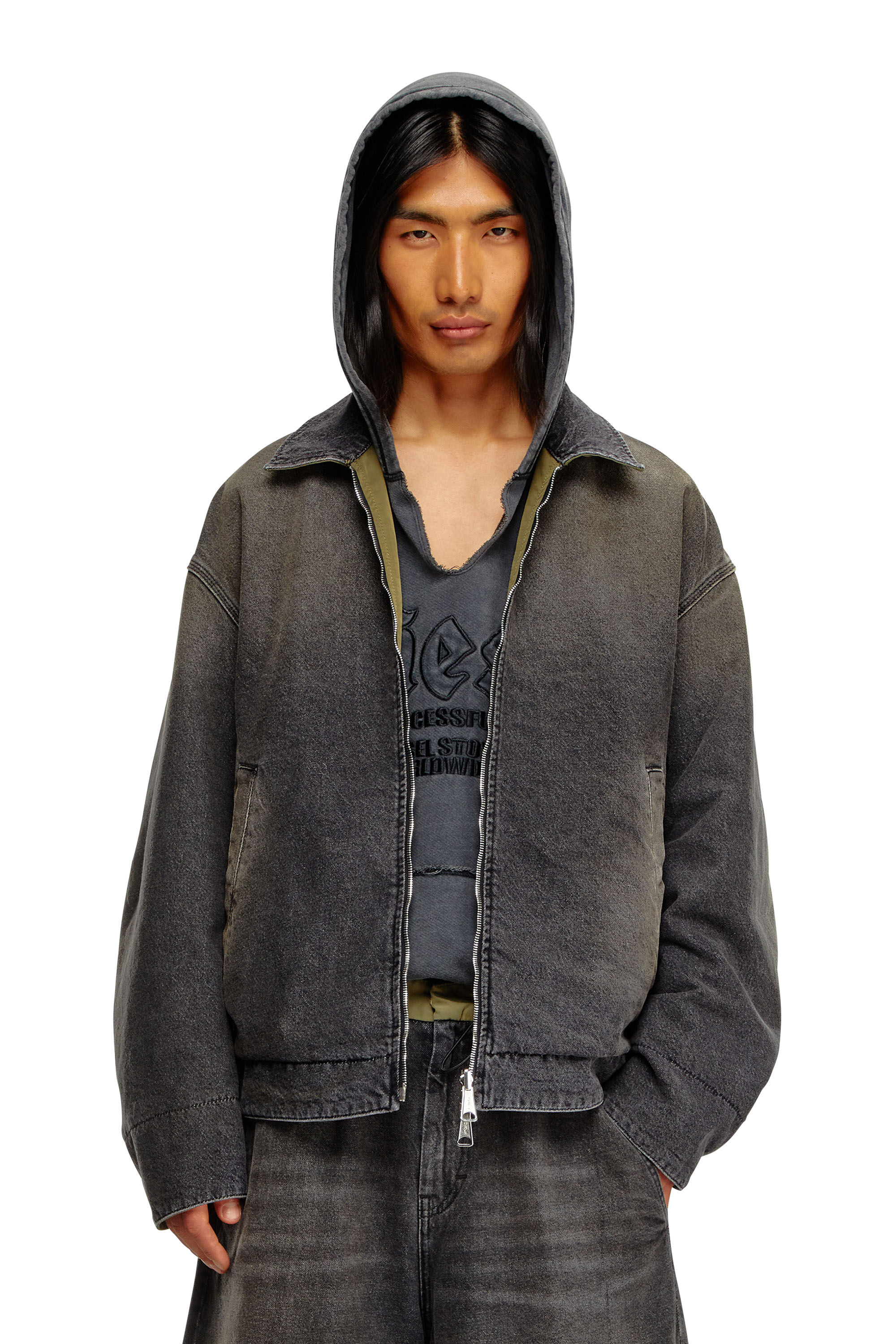 Diesel - D-STACK-S, Veste réversible en denim et nylon Homme in Noir - 3