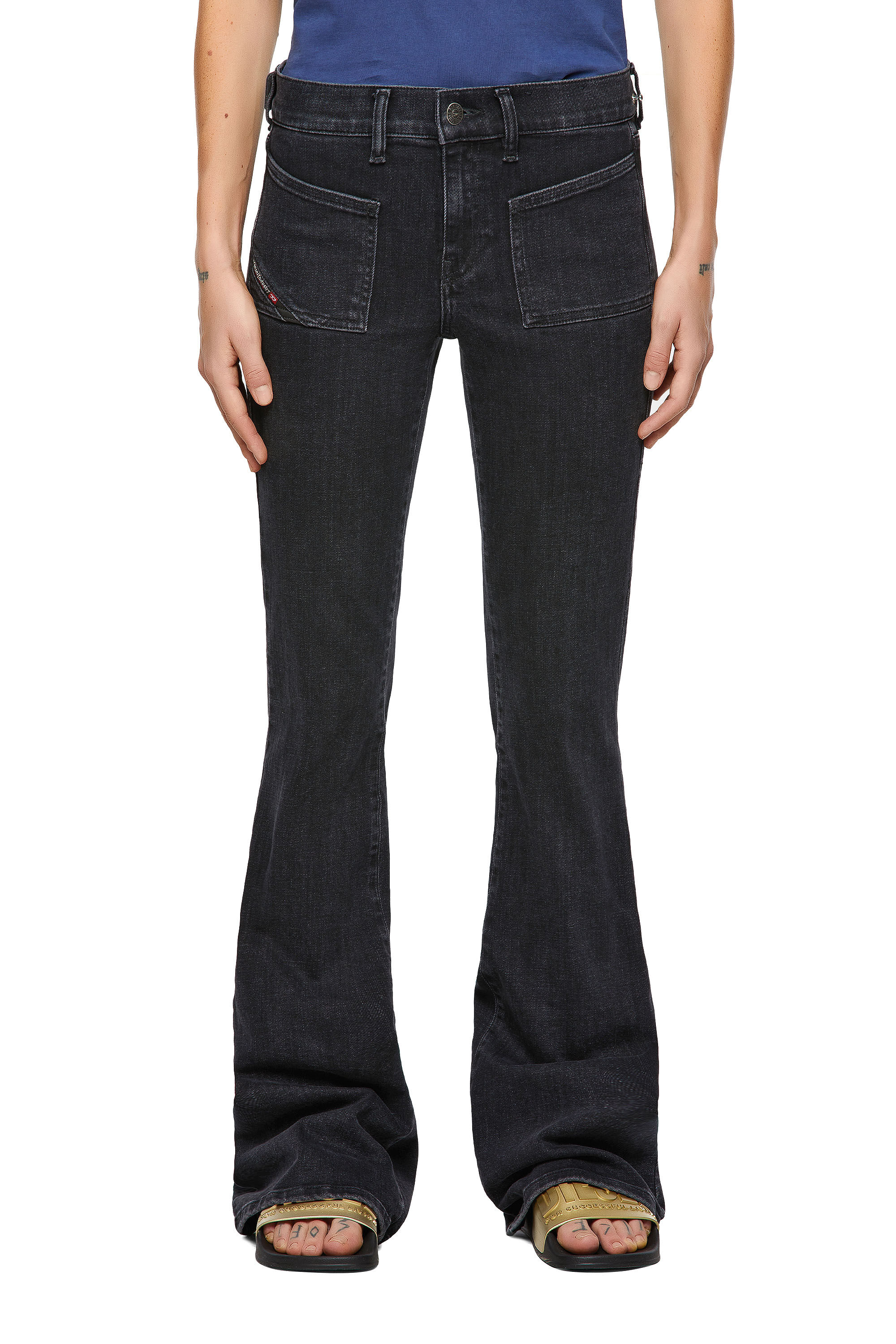 Diesel - 1969 D-EBBEY 09A66 Bootcut and Flare Jeans, Black/Dark Grey - Image 3