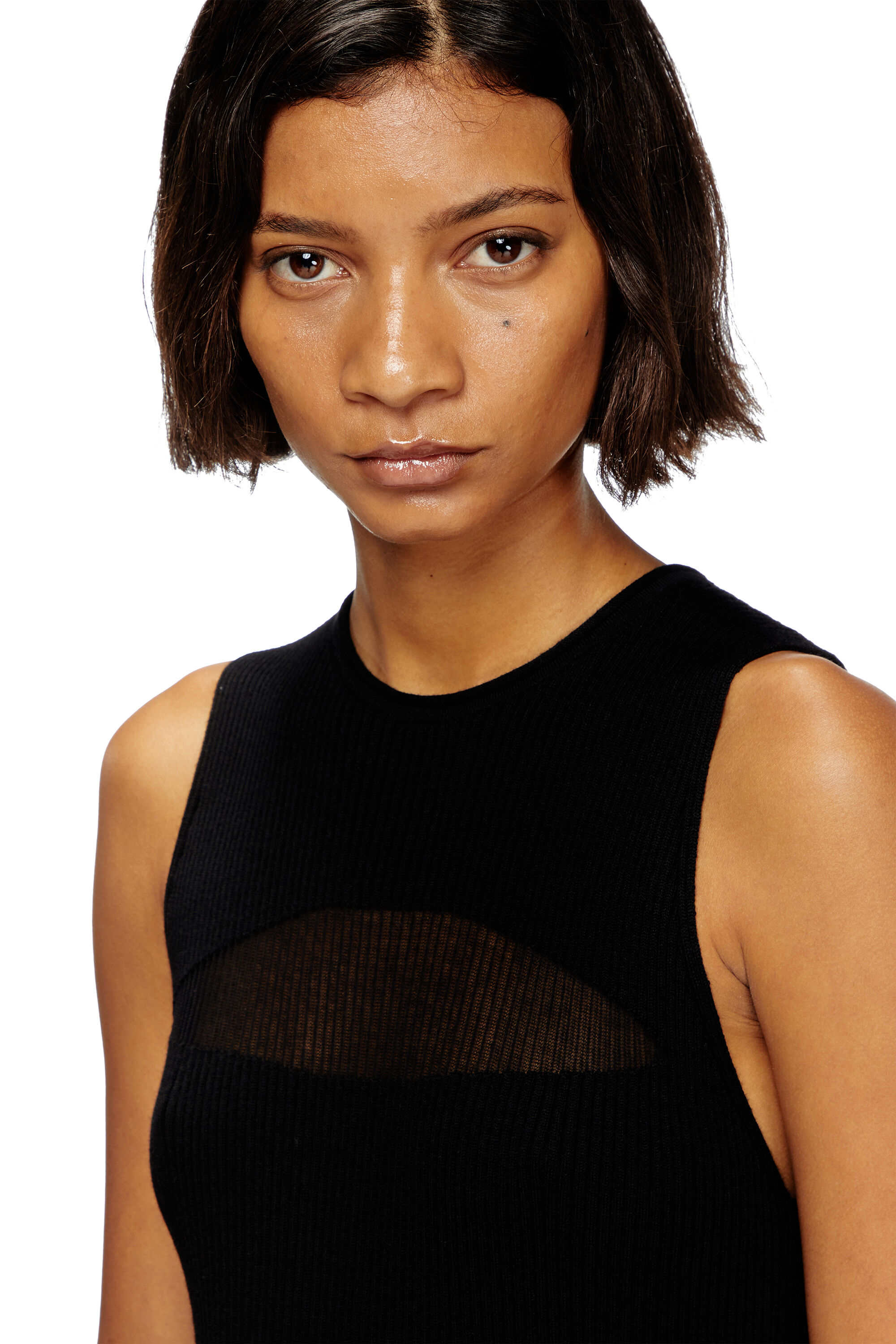 Diesel - M-SLENDER, Robe sans manches avec col ras du cou Femme in Noir - 4