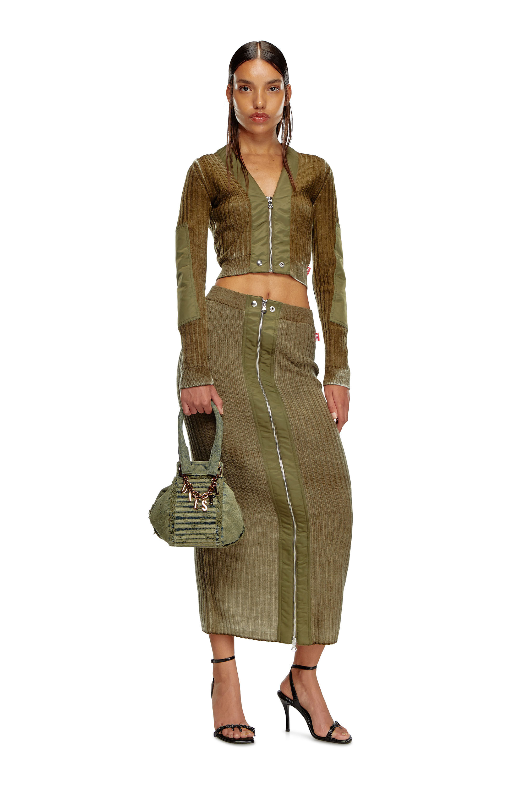 Military green midi skirt outlet