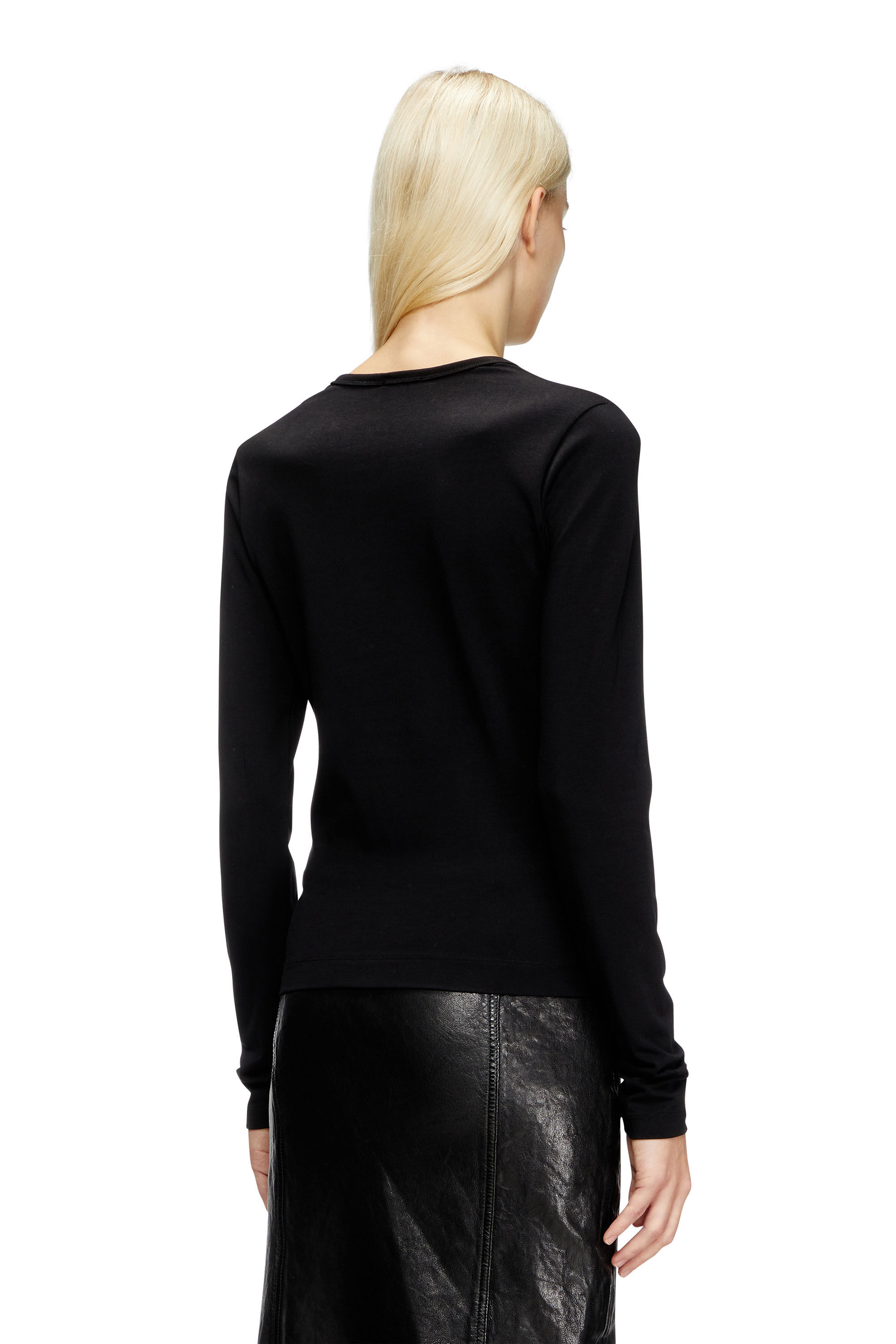 Diesel - T-ANGIE-LS, Female's Long-sleeve T-shirt with cut-out logo in Black - 4