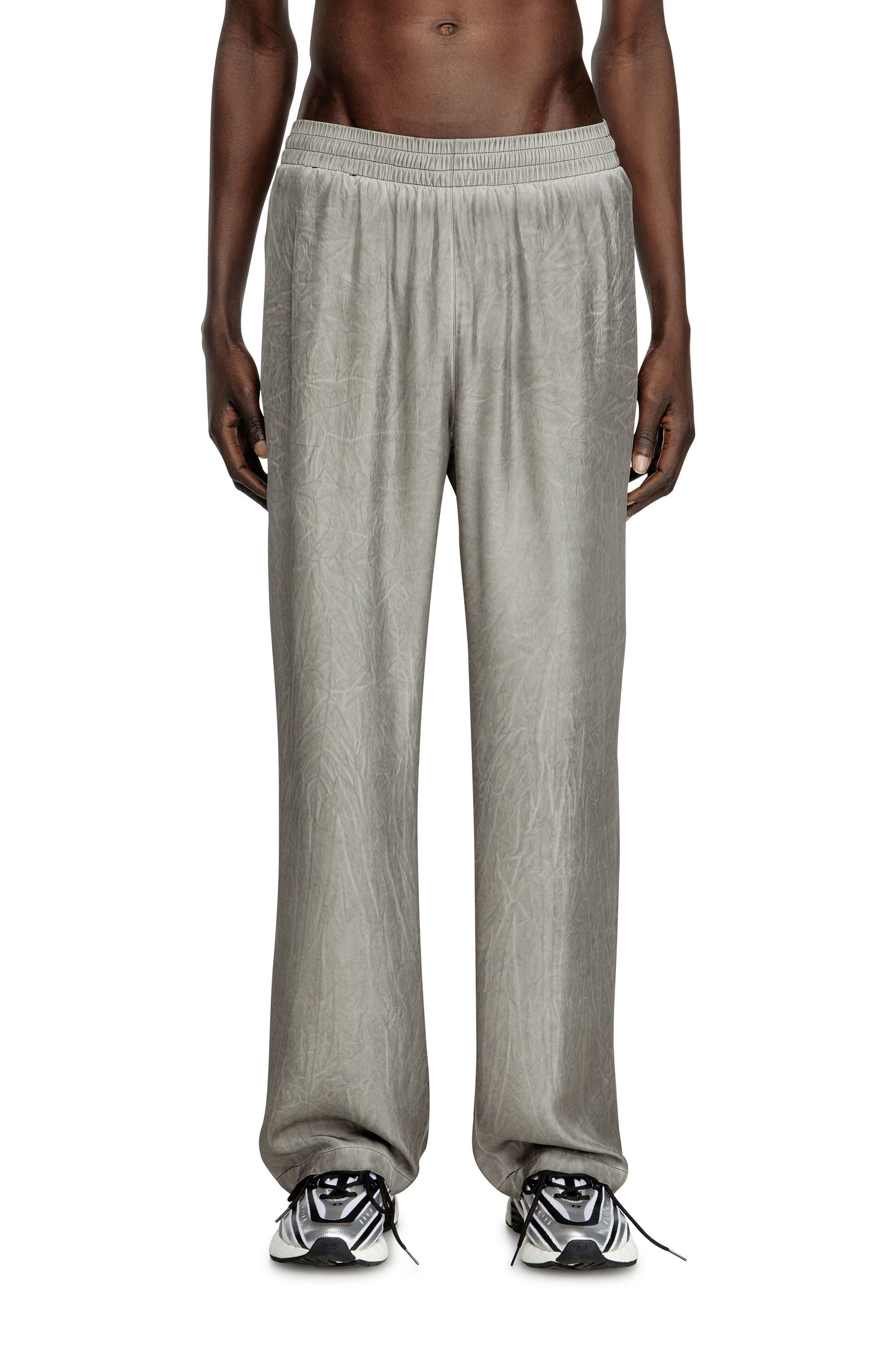 Diesel - P-LEON, Pantalon de survêtement fluide froissé Mixte in Gris - 3