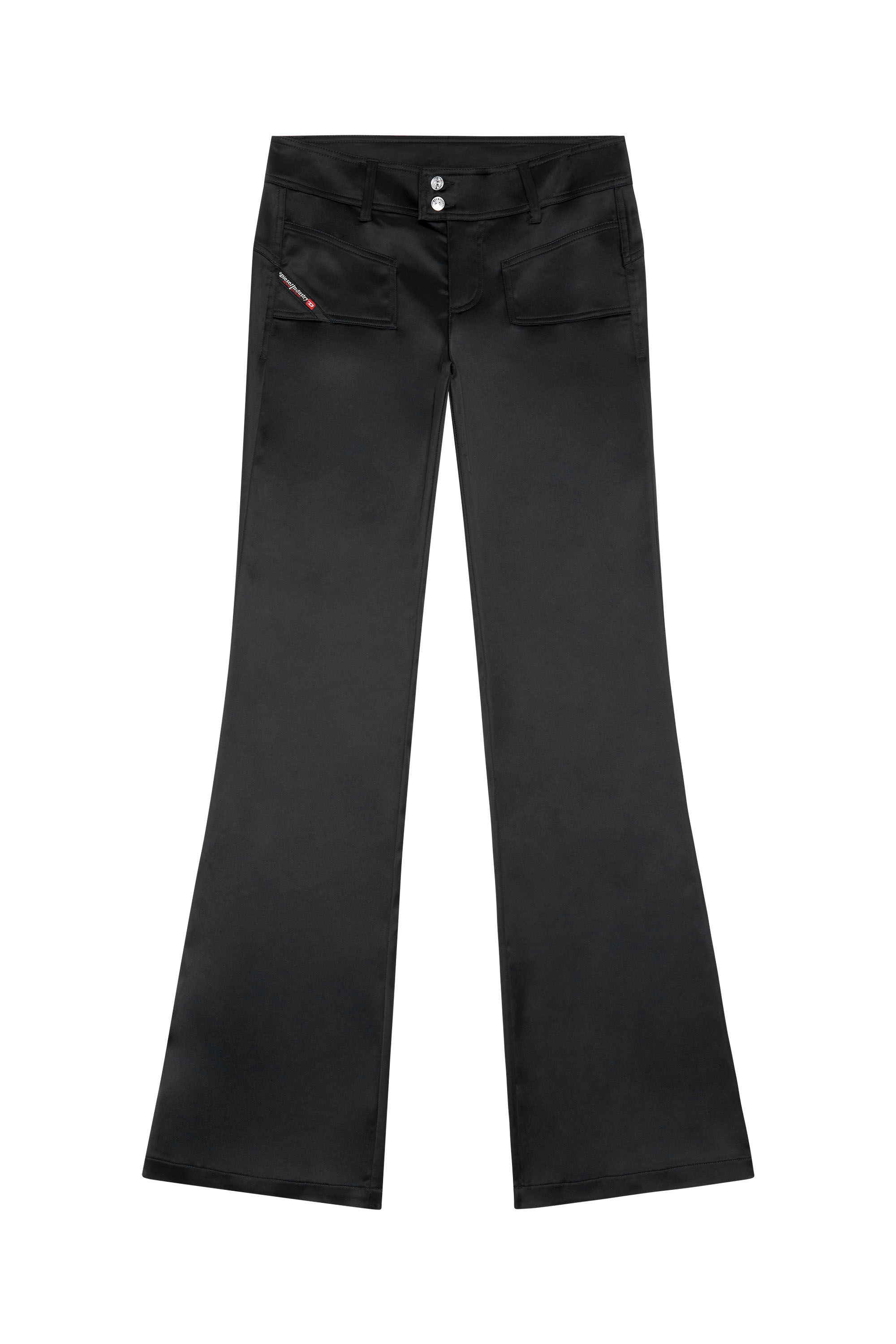 Pantalon evase en satin stretch brillant Femme Noir Diesel
