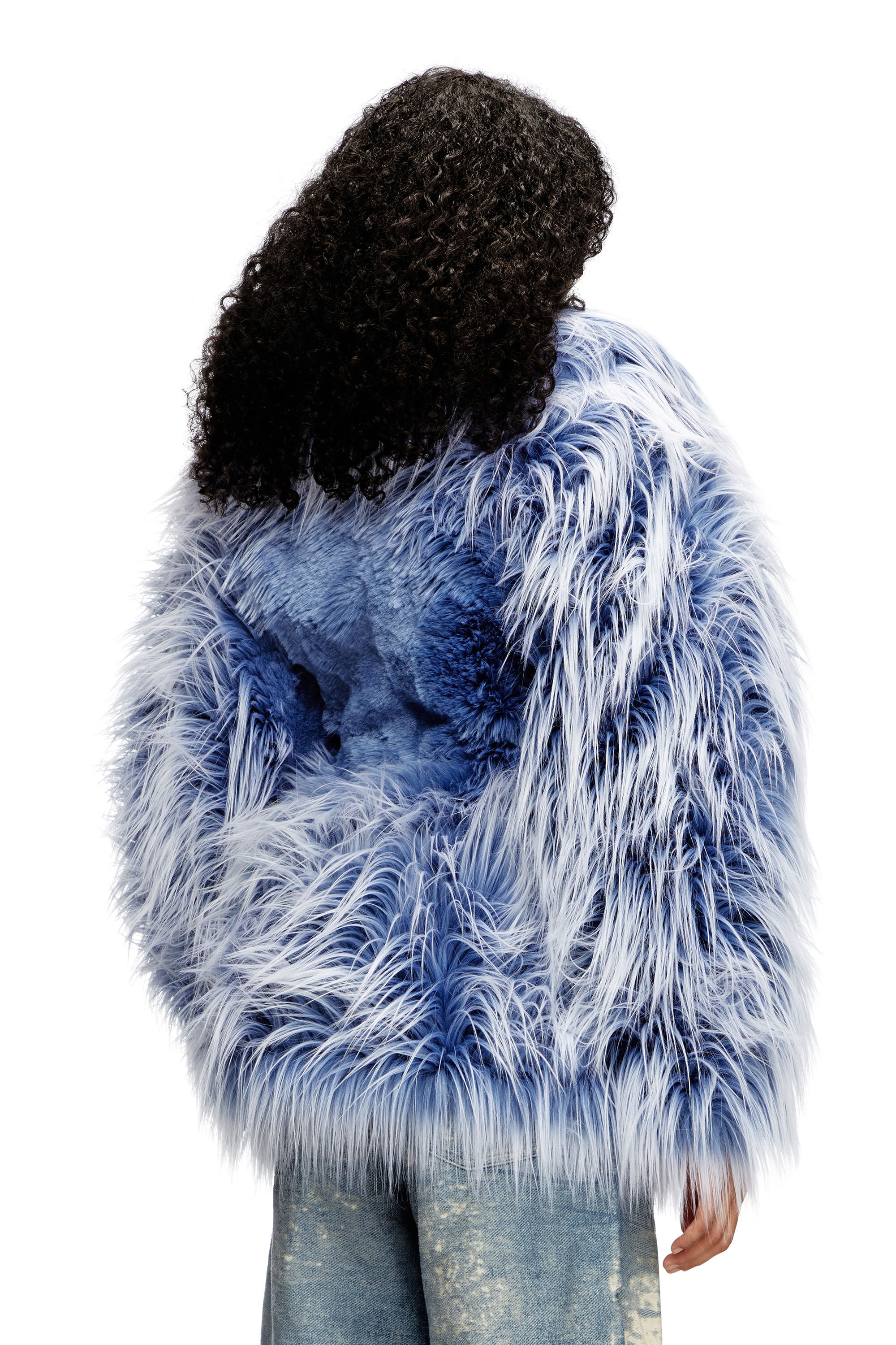 Diesel - W-CABY, Female's Ombré-hair padded monster coat in Blue - 5