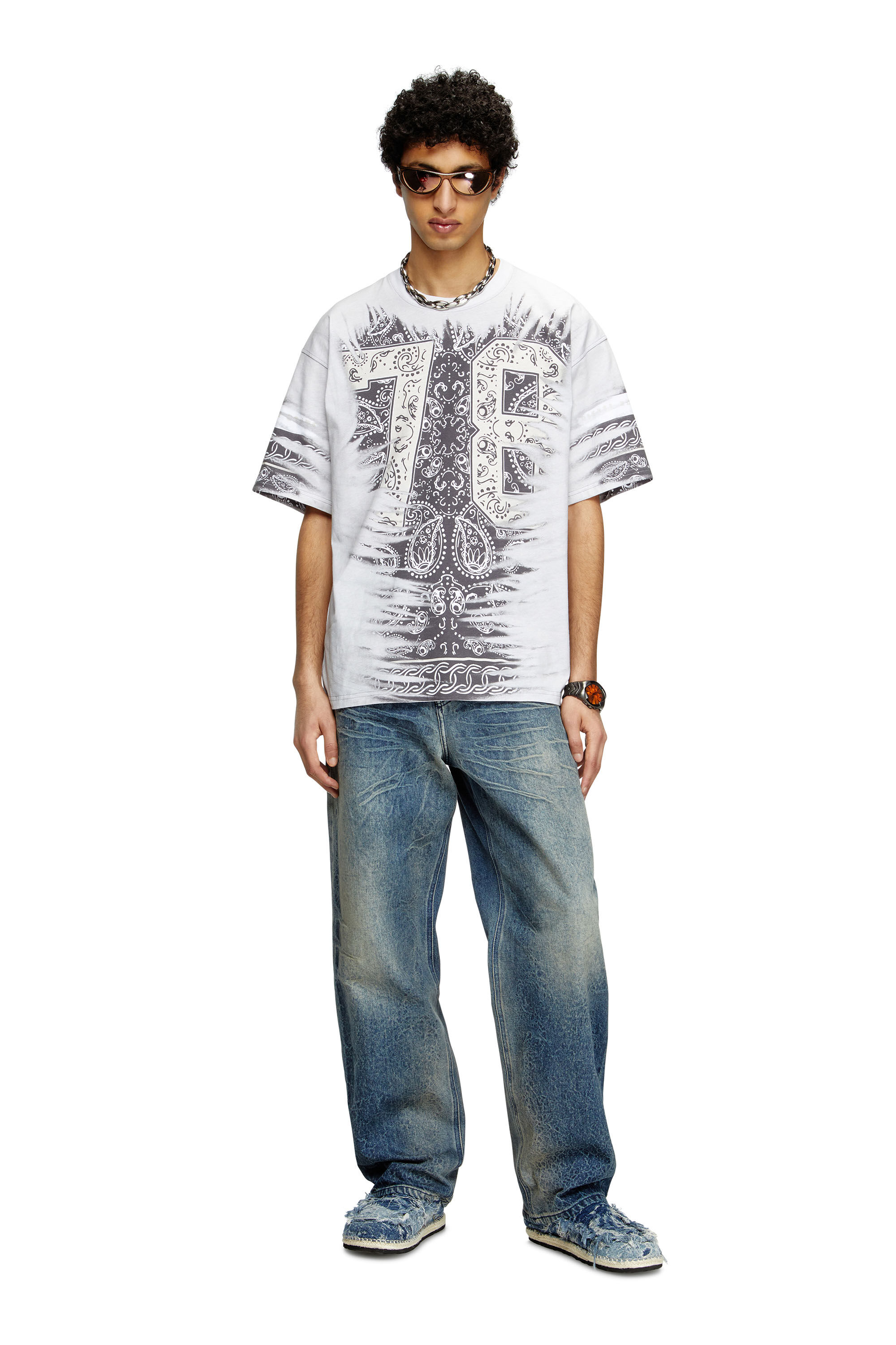 Diesel - T-BOXT-78-R1, Male's T-shirt with 78 bandana print in White - 1