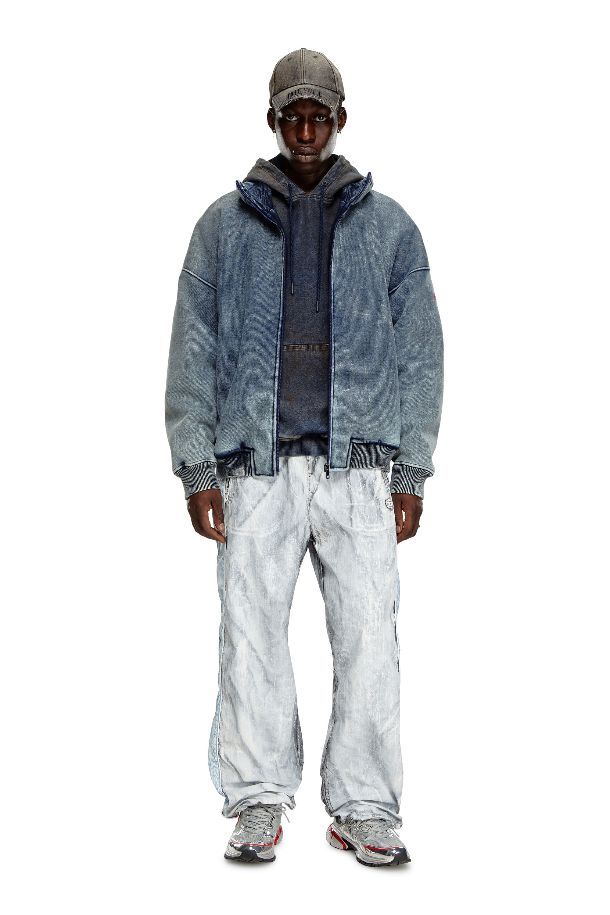 Diesel - S-BATEL, Male's Jacket in teddy-bonded jersey in Blue - 1