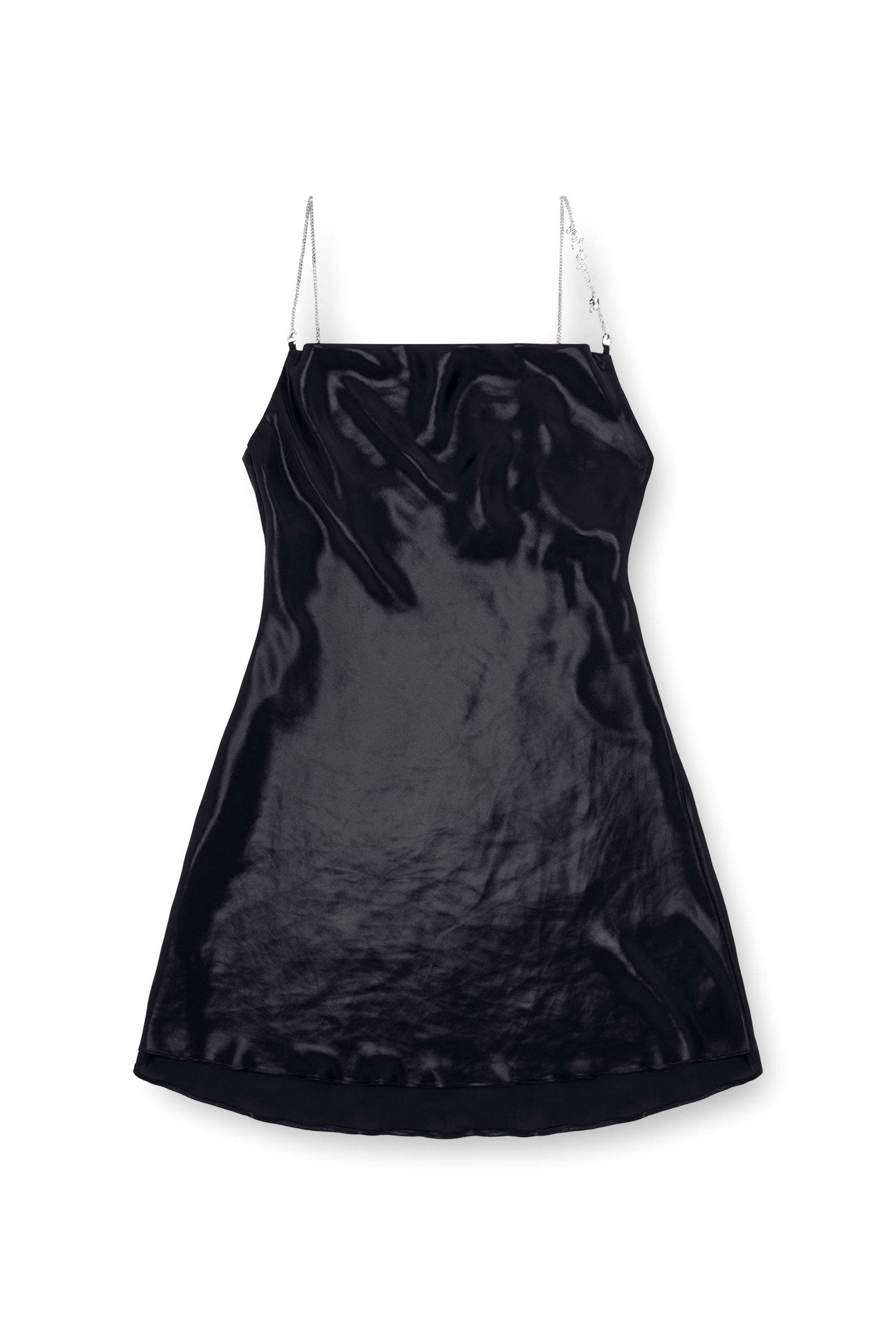 Diesel - D-MINTY, Female's Short metallic dress with cowl neck in Black - 2