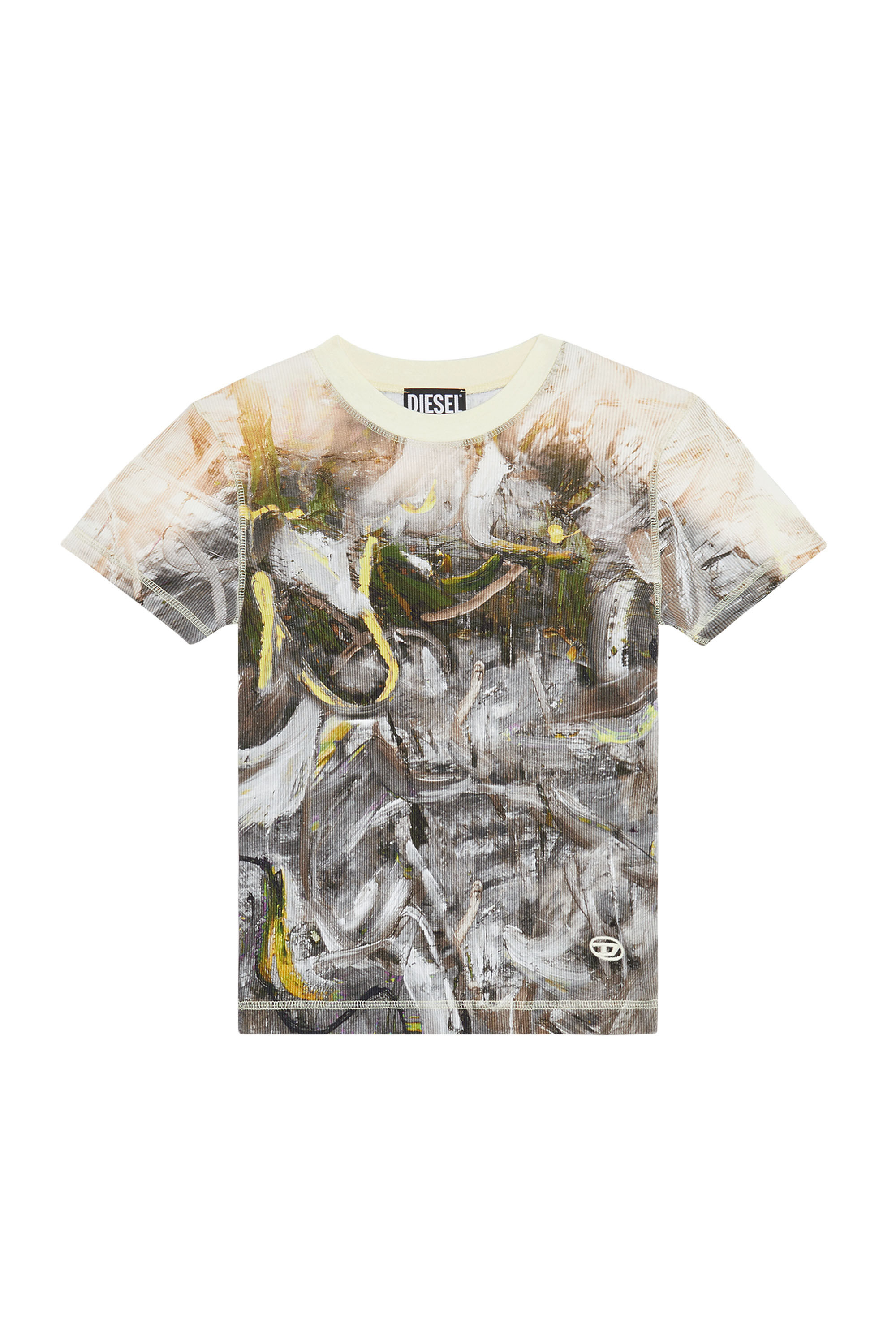 Diesel - T-SKINZY-G1, Female's Faded T-shirt with abstract print in Grey/White - 2