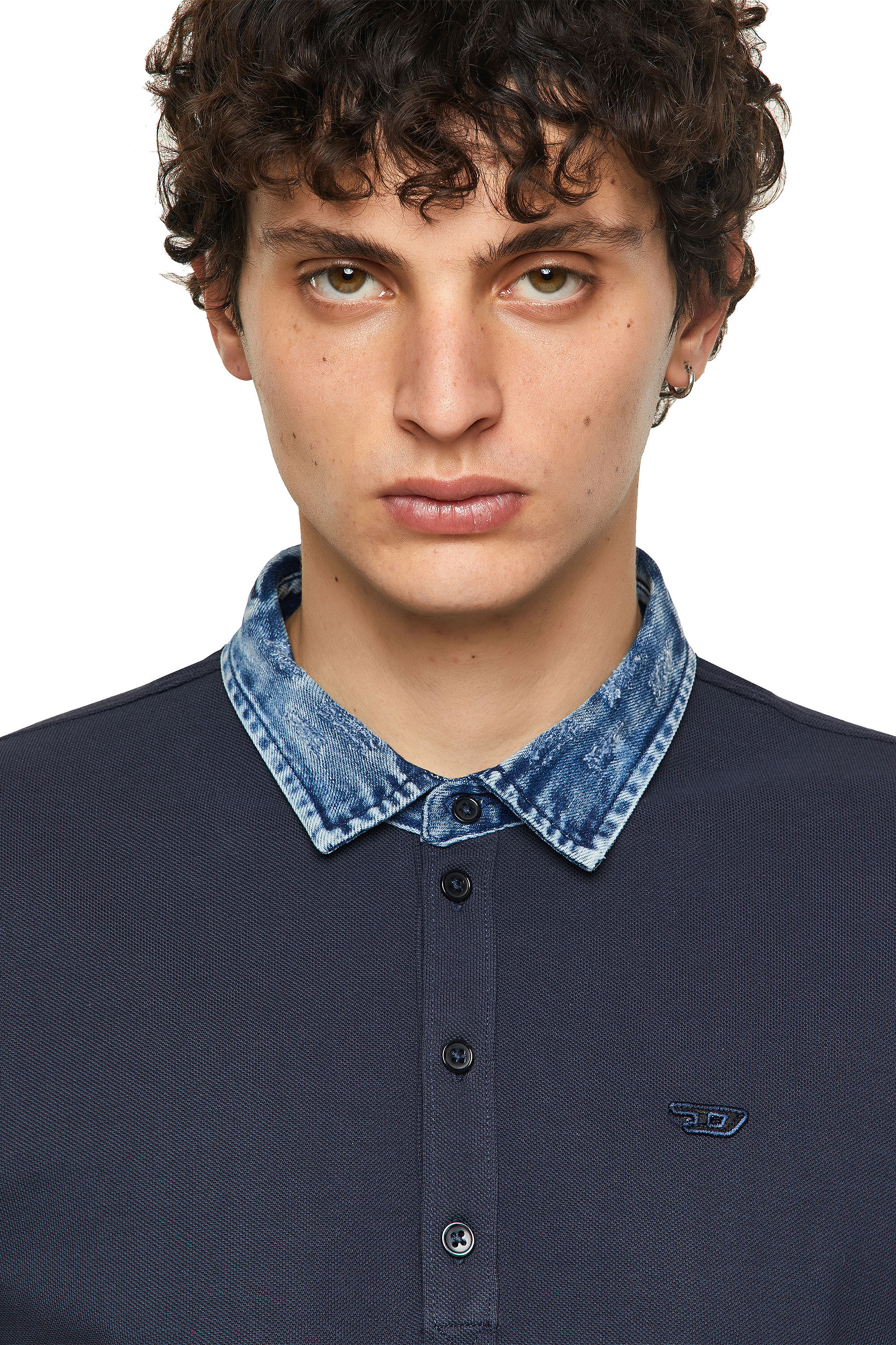 Diesel polo shirt hot sale denim collar