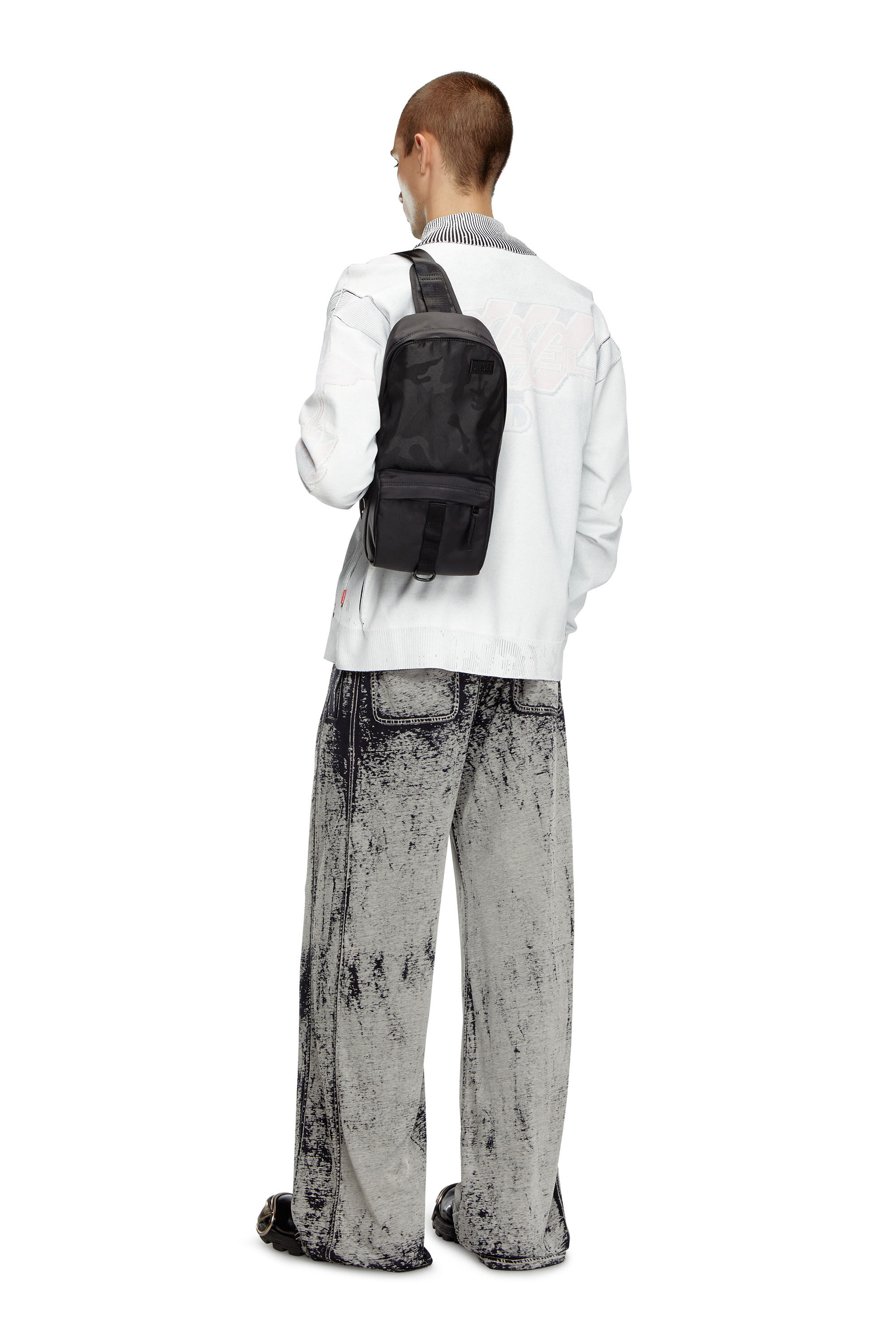 Diesel - DSRT SLINGBAG, Male's Dsrt-Utility sling bag in printed nylon in Black - 6