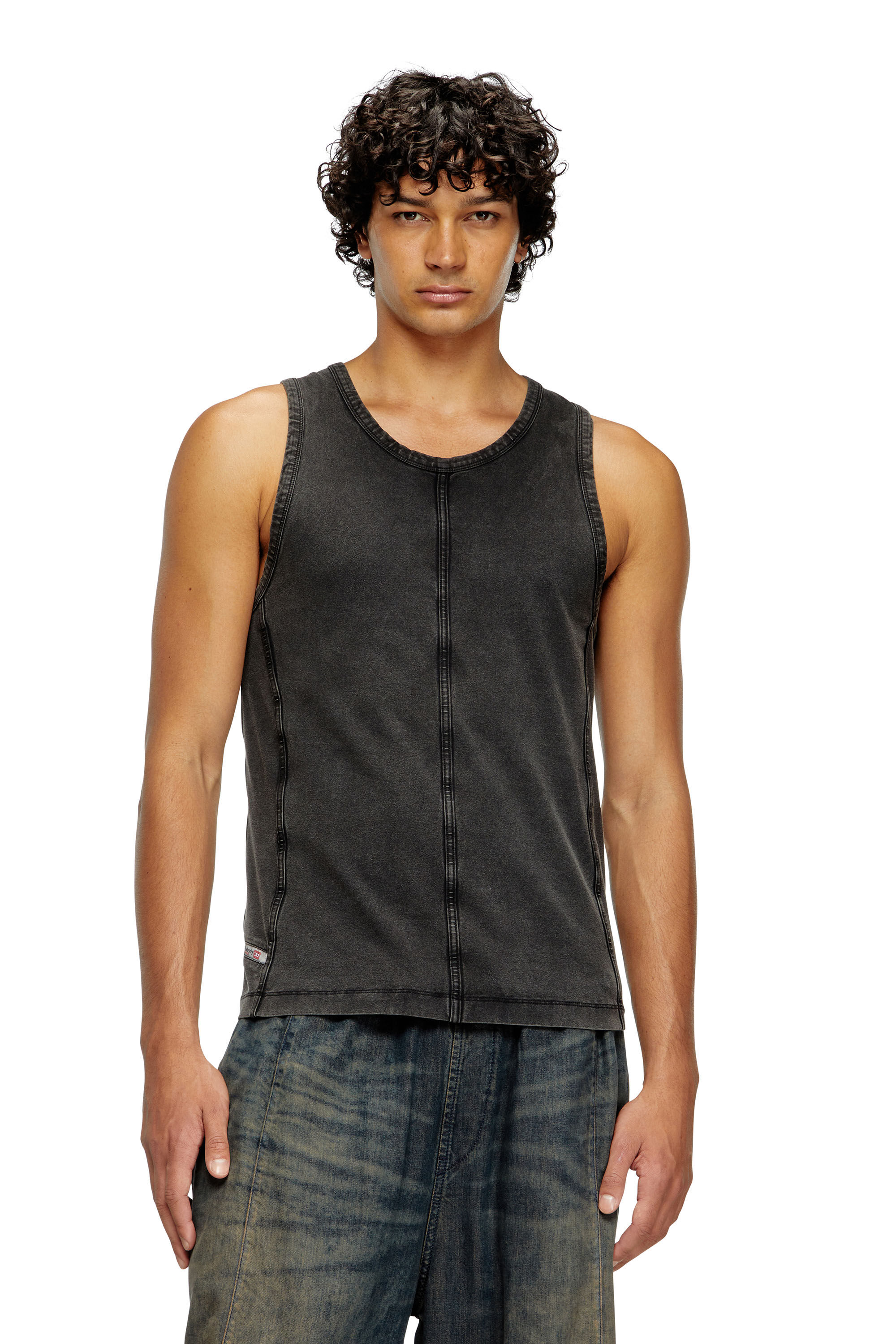 Diesel - T-MELY-SL, Débardeur en jersey effet denim Homme in Noir - 3