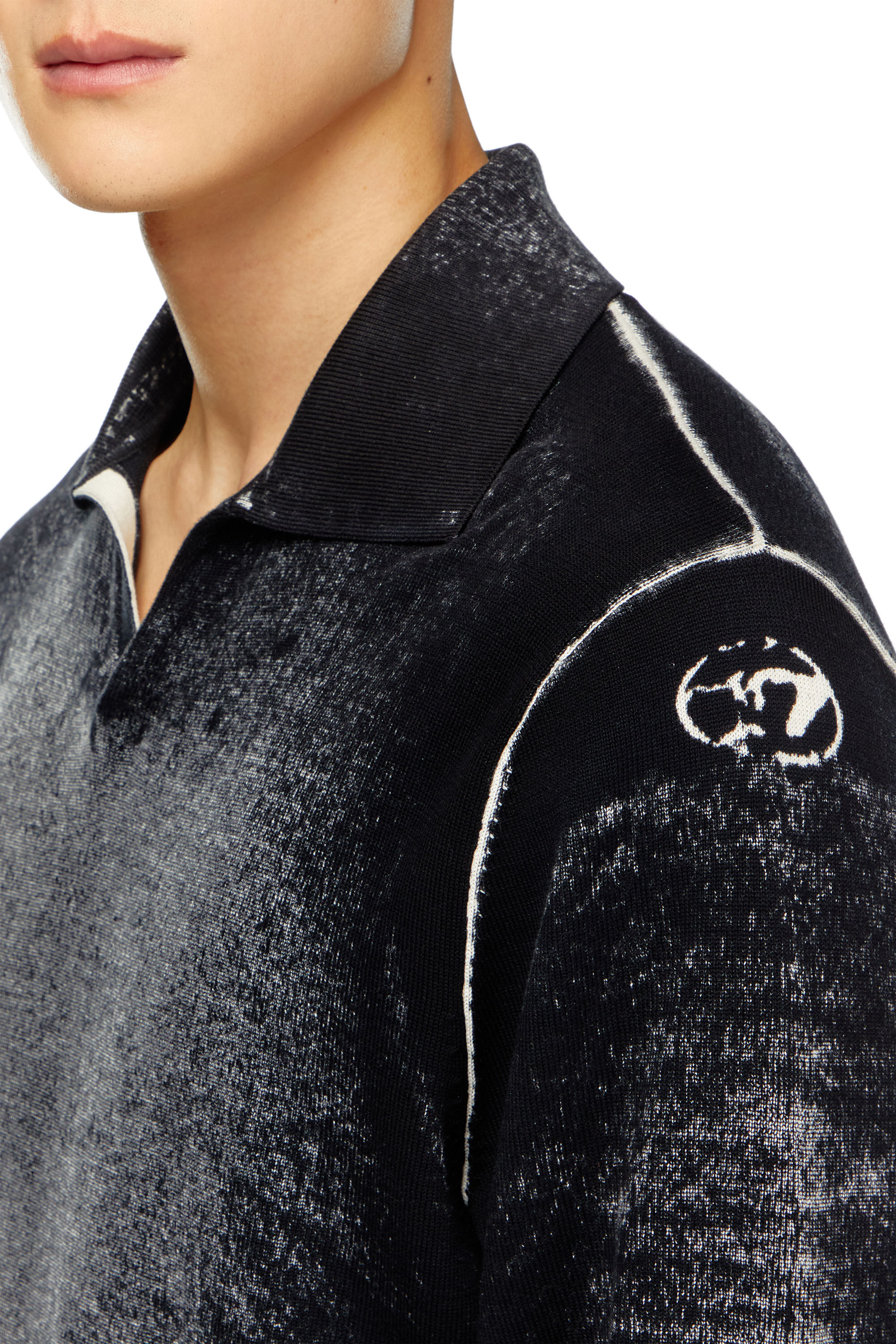 Diesel - K-LORENZO, Male's Reverse-print polo jumper in Black - 5