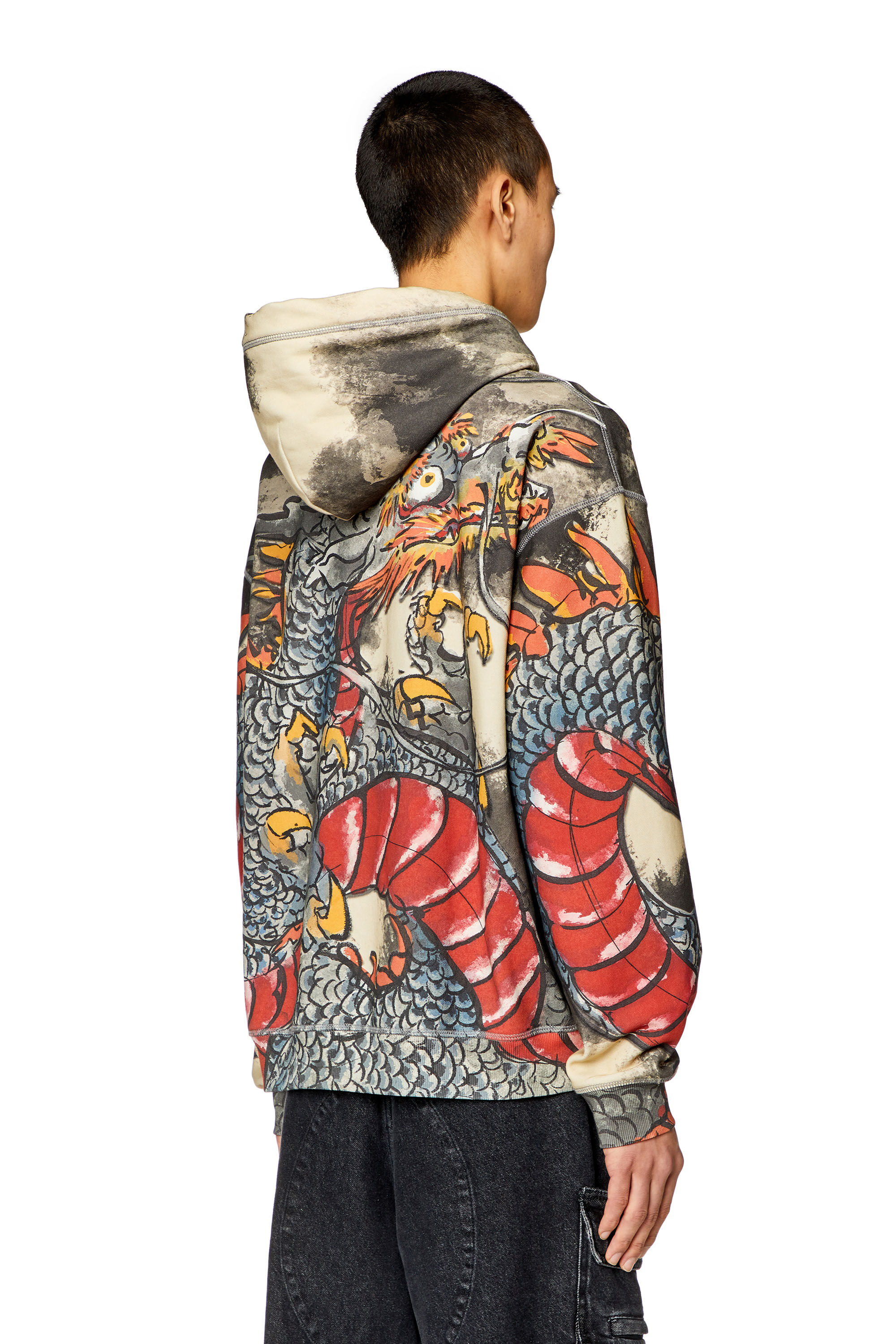 Women's Hoodie with Dragon print | Multicolor | Diesel