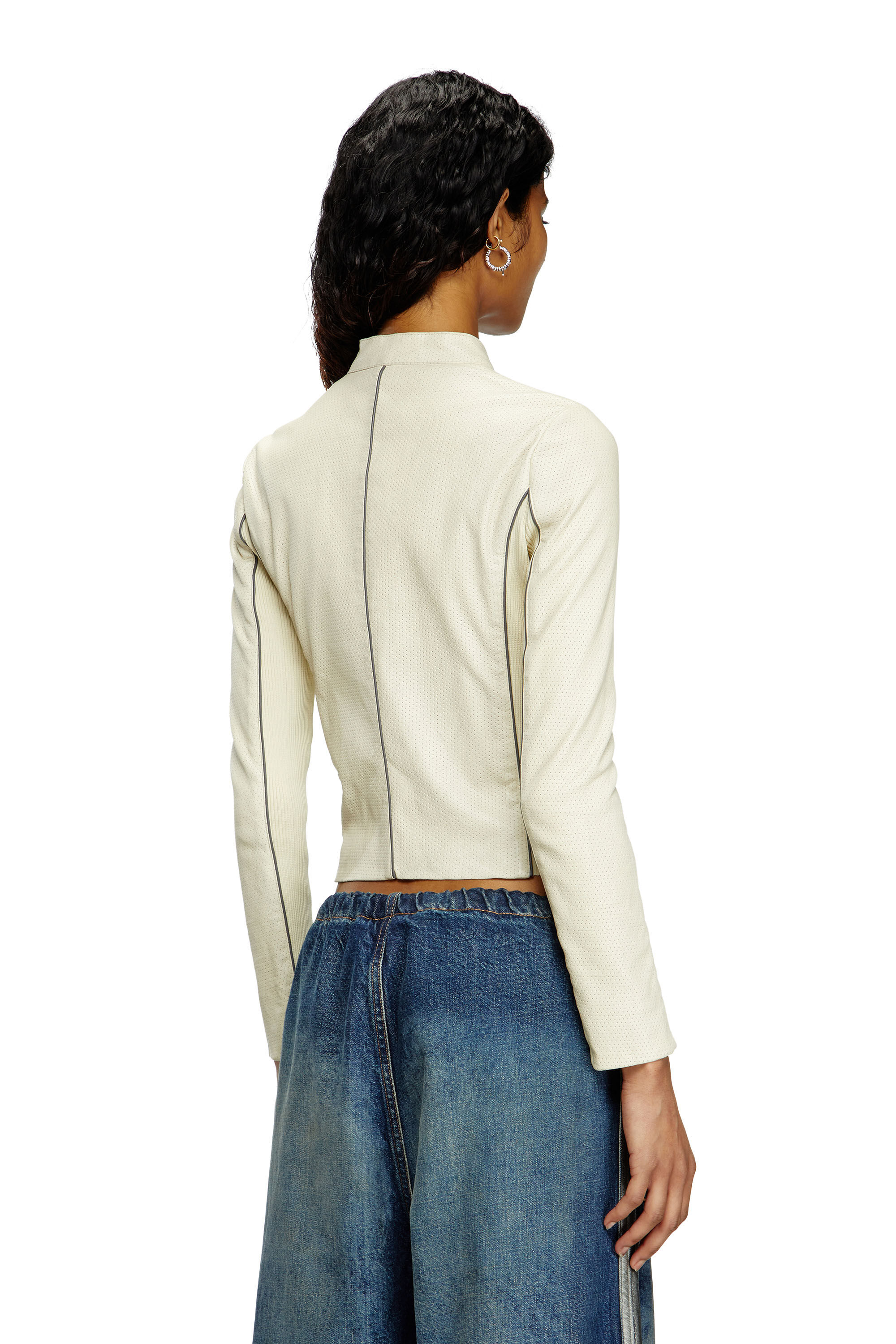 Diesel - L-IBRA, Female's Biker jacket in perforated stretch leather in White - 5