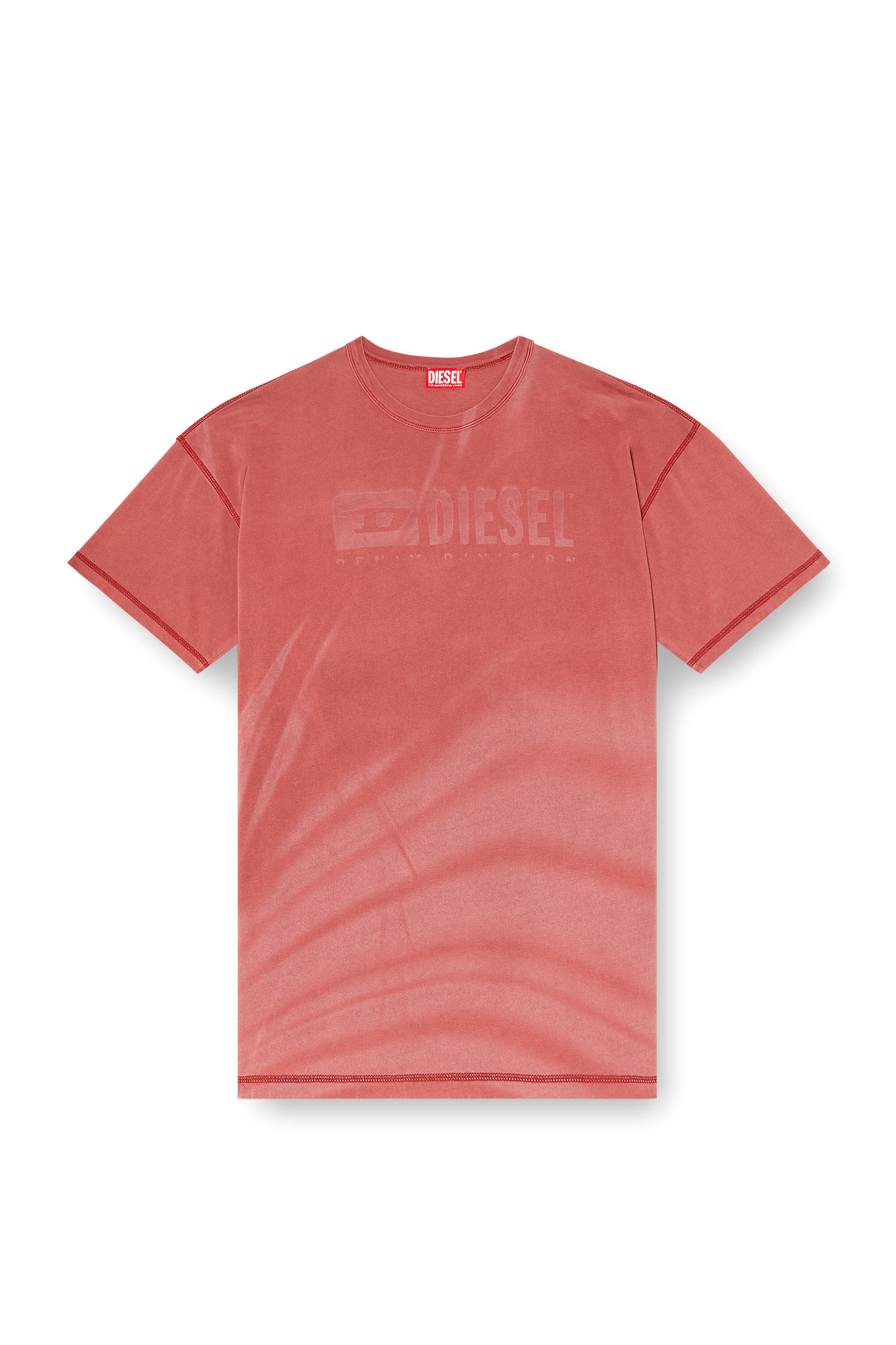 Diesel - T-ADJUST-R13, T-shirt à logo délavé au laser Homme in Rouge - 2