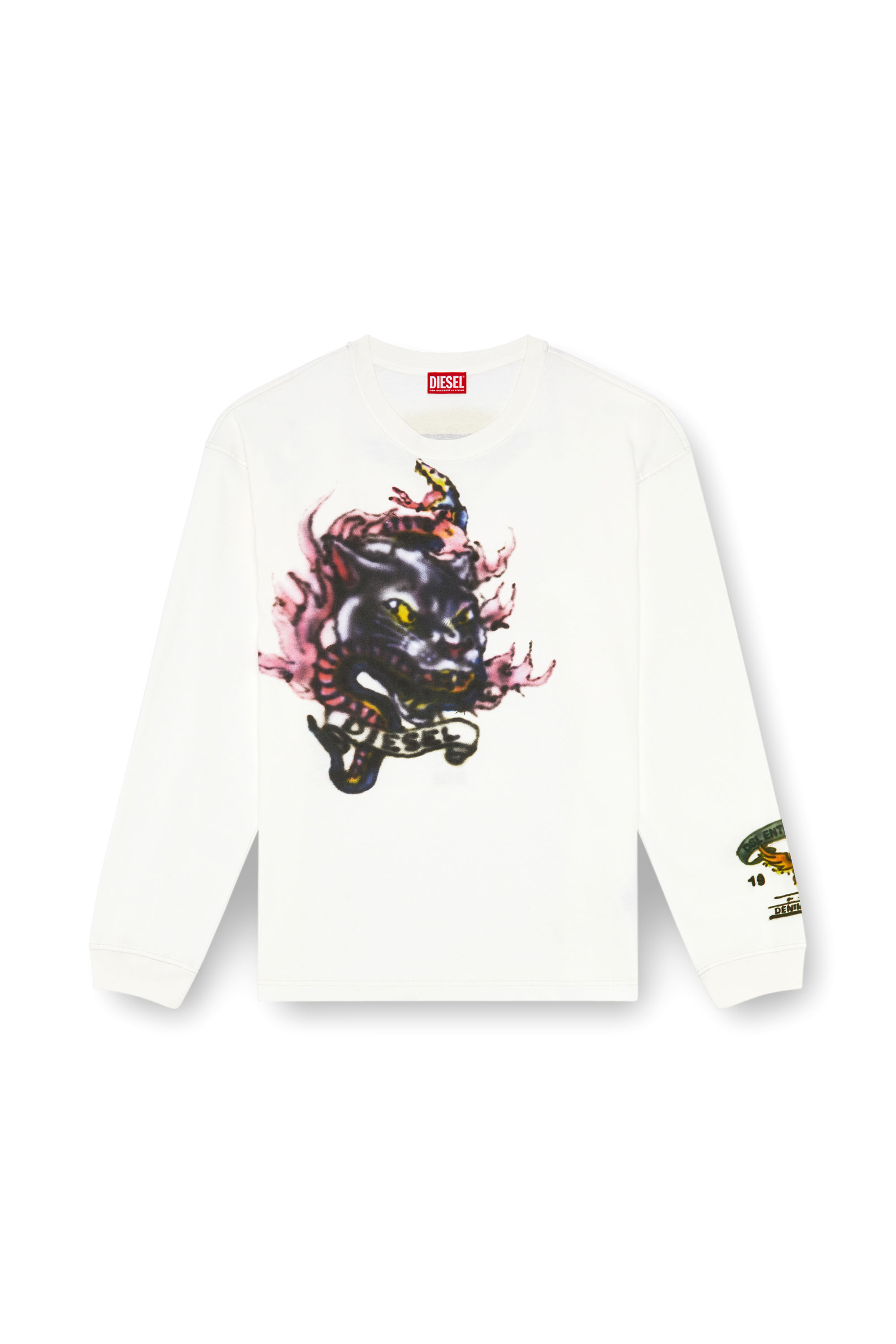 Diesel - T-BOXT-LS-Q9, Male's Long-sleeve T-shirt with blurry prints in White - 4