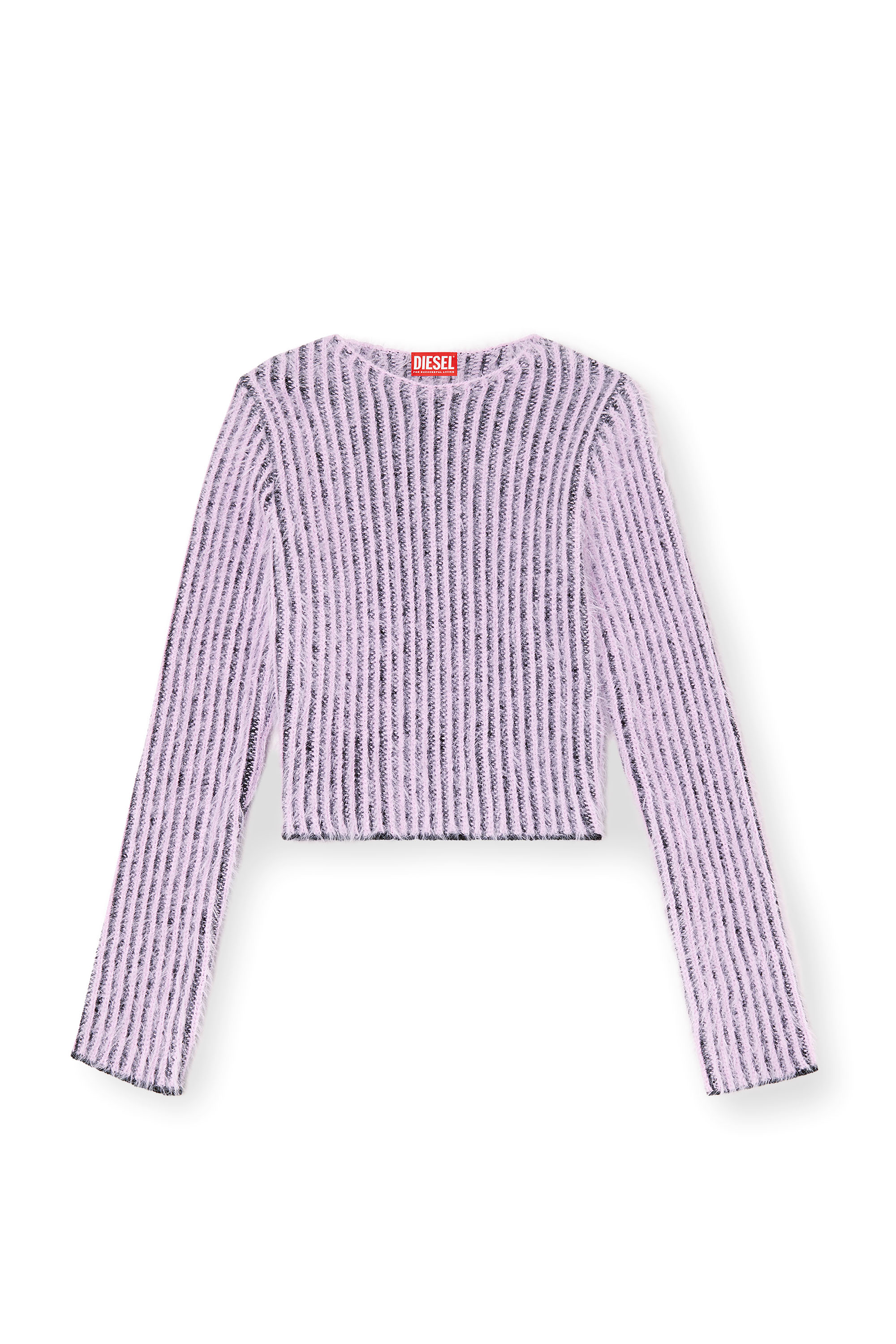 Diesel - M-TIGRE, Female's Fuzzy striped wool-blend jumper in Lilac - 5