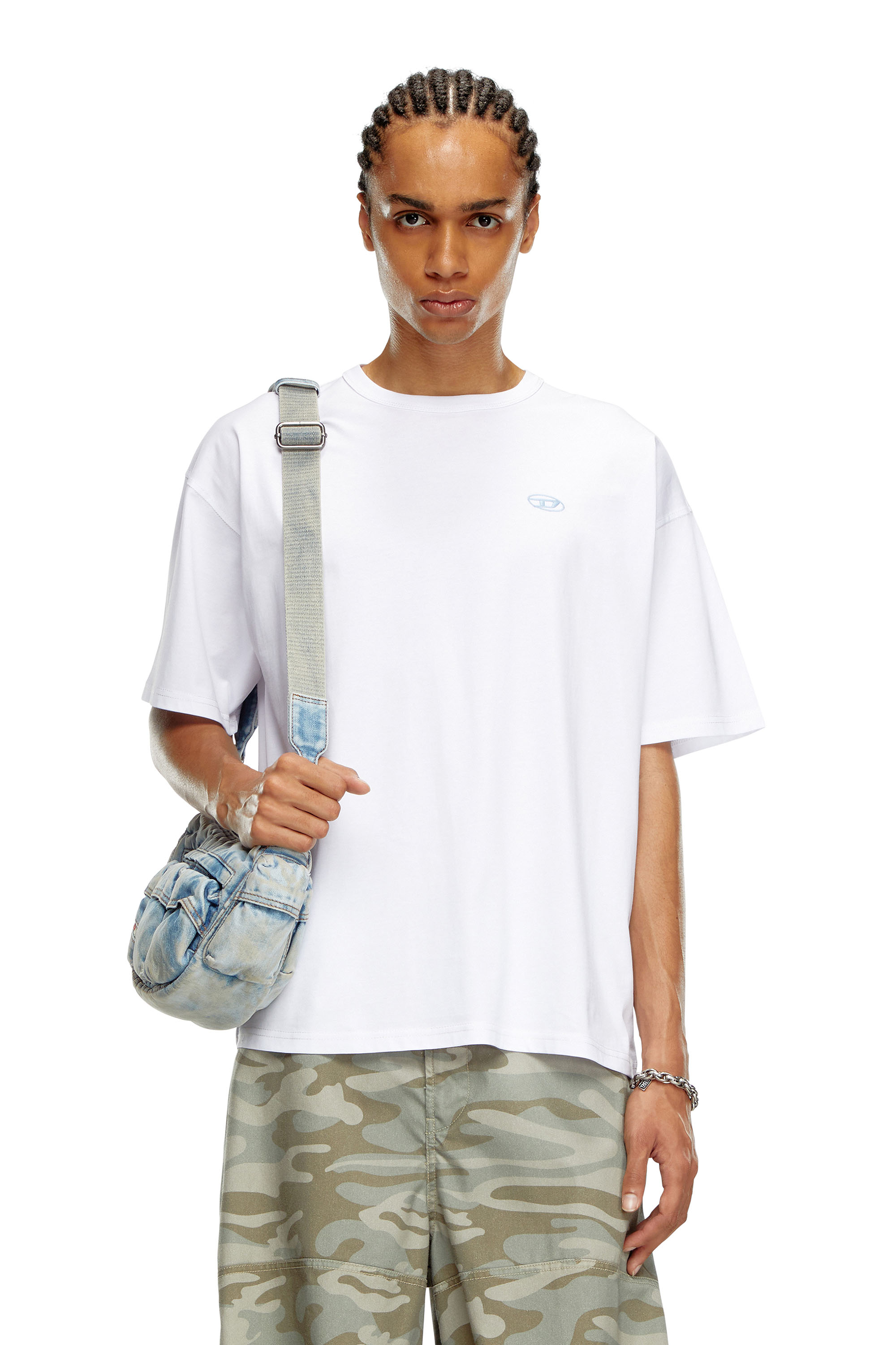 Diesel - T-BOXT-K18, Male's T-shirt with Oval D print and embroidery in White - 1