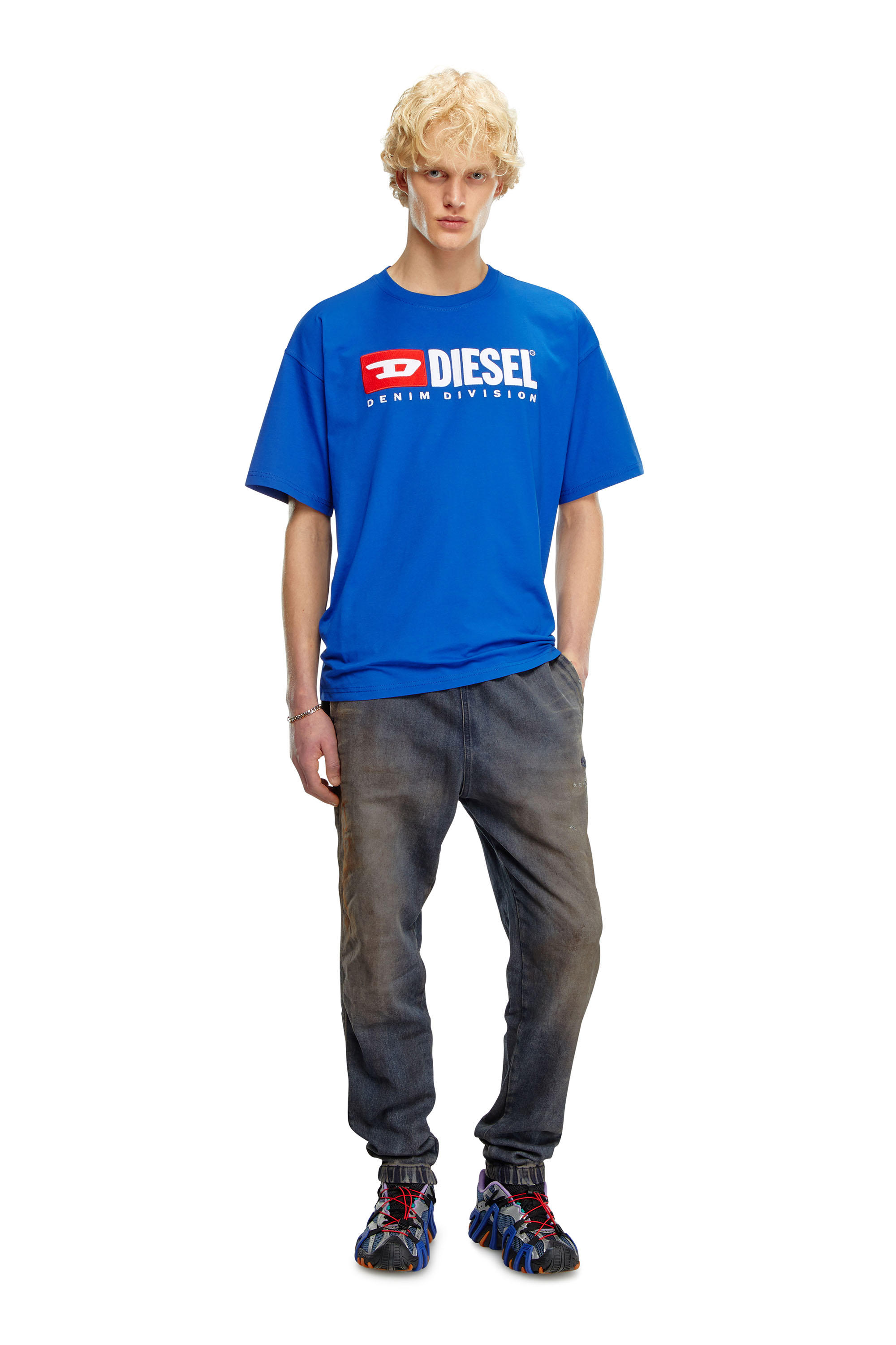 Diesel - T-BOXT-DIV, Male's T-shirt with Diesel patch logo in Blue - 2