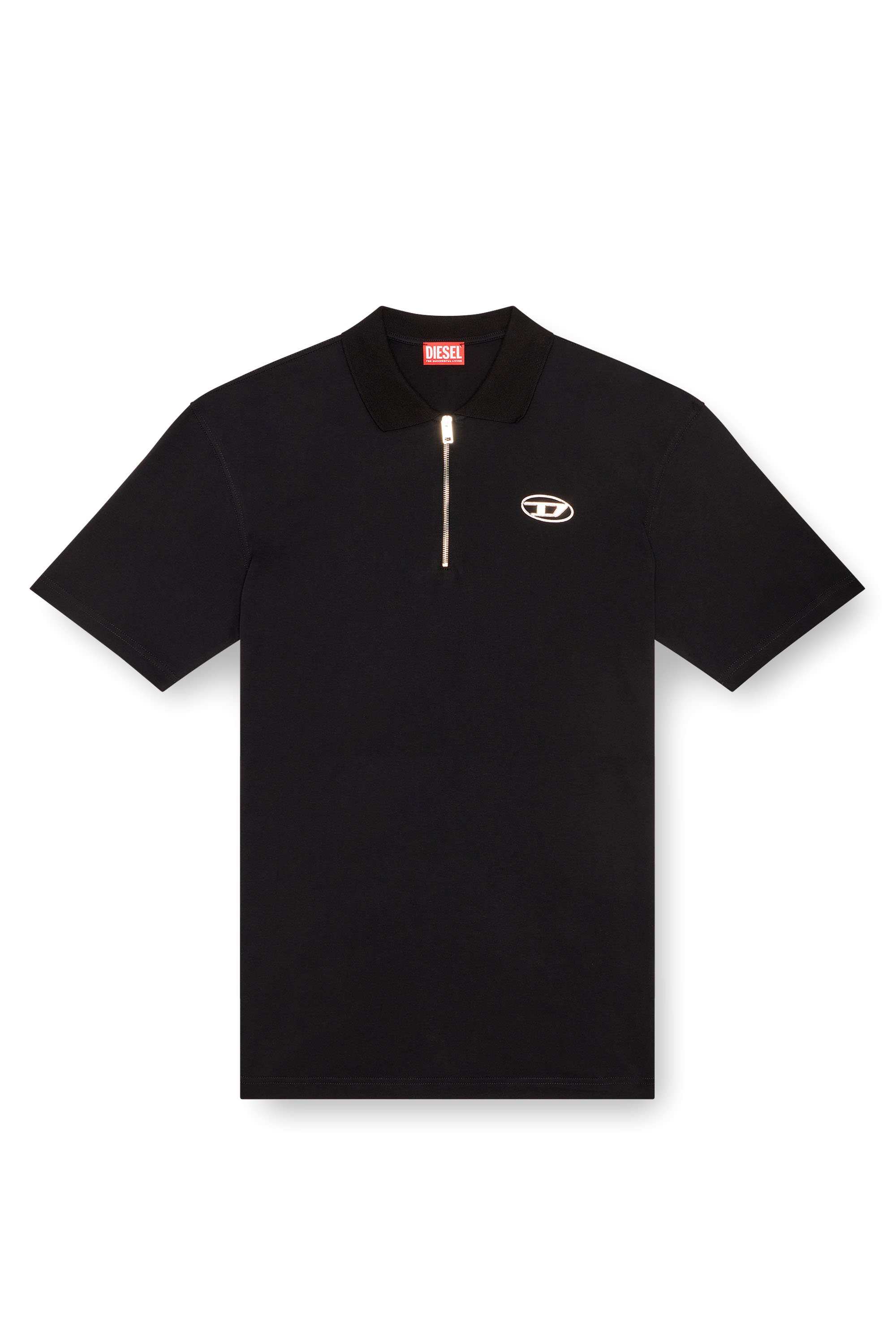 Diesel - T-VOR-OD, Male's Polo shirt with half zip in Black - 4