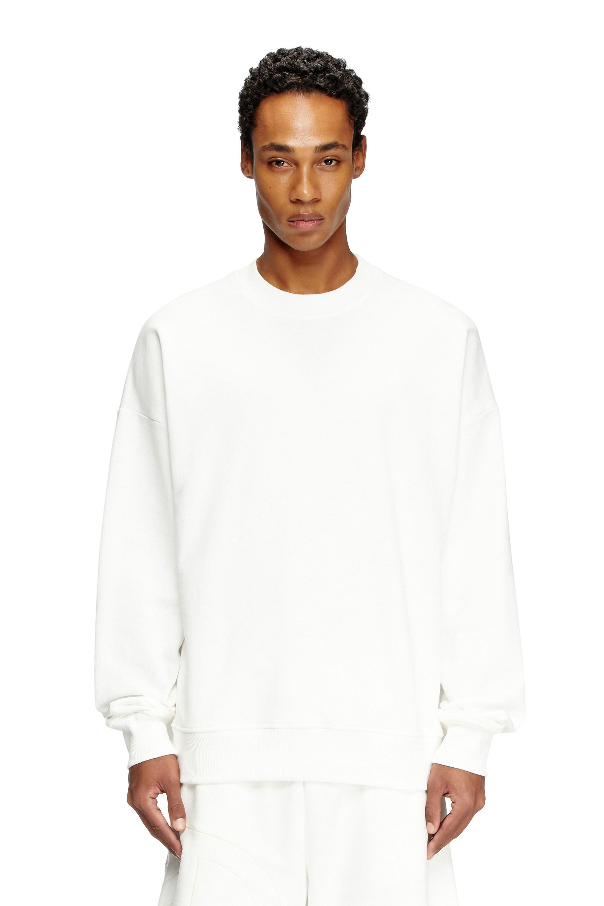 Diesel - S-ROB-MEGOVAL-D, Male's Sweatshirt with logo embroidery in White - 3