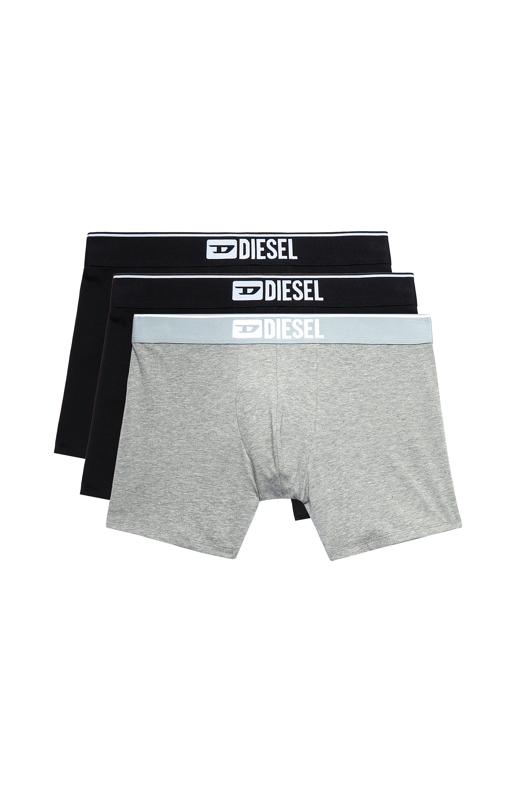 Diesel - UMBX-SEBASTIANTHREEPAC, Male's Three-pack of plain long boxer briefs in Black/Grey - 1