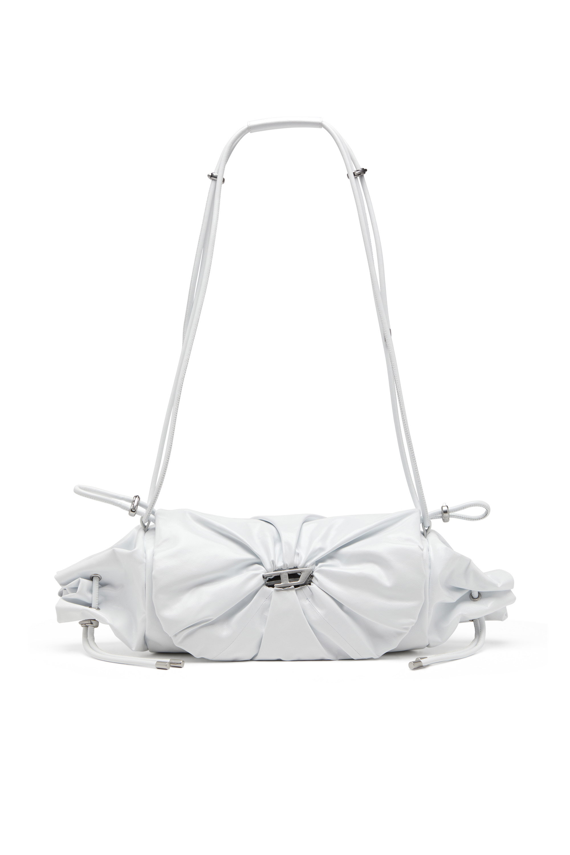 Diesel - SCRUNCH-D SHOULDER M, Female's Scrunch-D M-Shoulder bag in shiny leather in White - 1