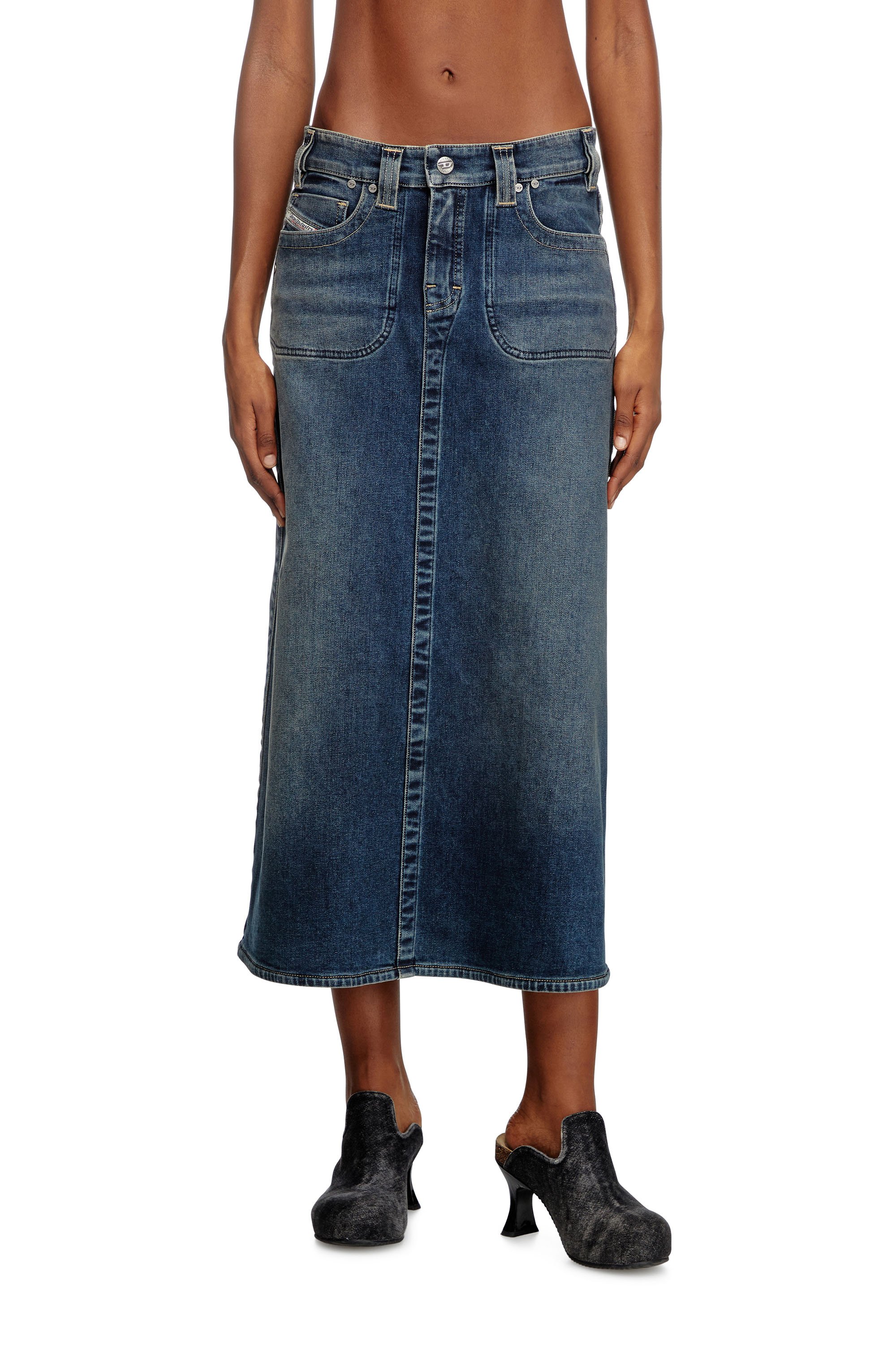 Diesel - DE-PAGO-MID-RE, Female's Midi skirt in Rehab denim in Dark Blue - 2