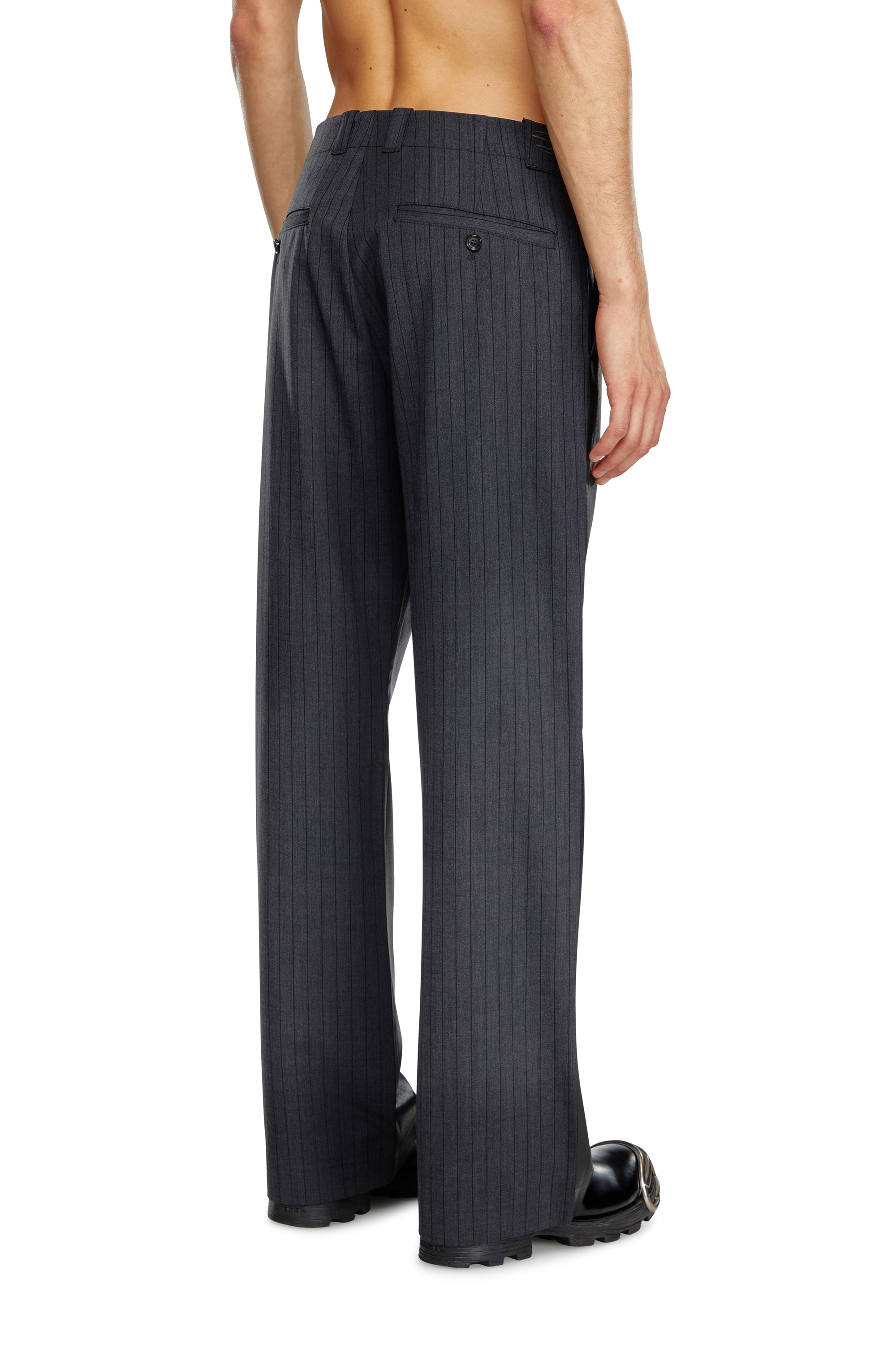 Diesel - P-STANLEY, Male's Pinstripe pants with coated front in Black - 3