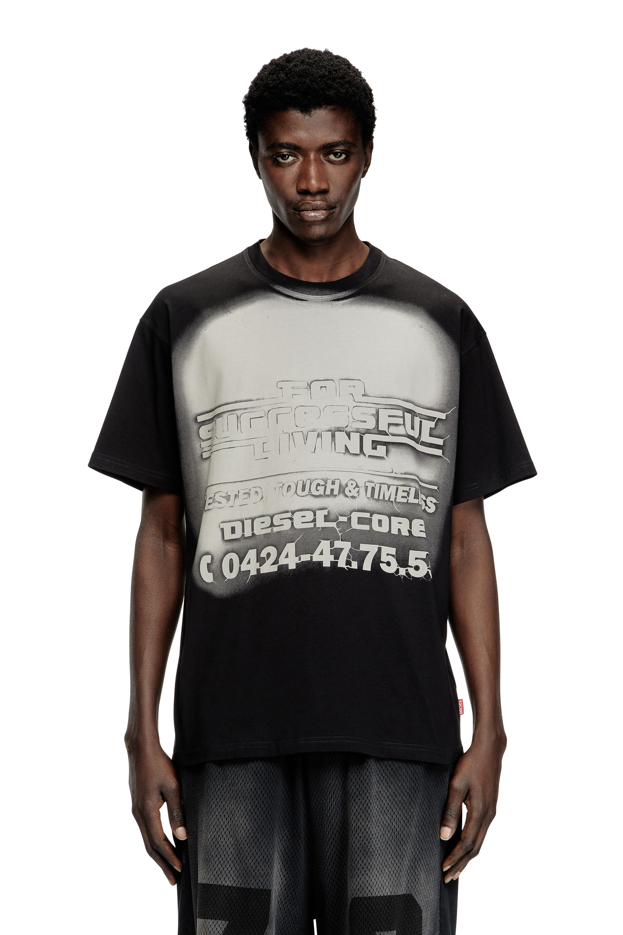 Diesel - T-BOXT-R15, Male's T-shirt with blowout logo graphic in Black - 1