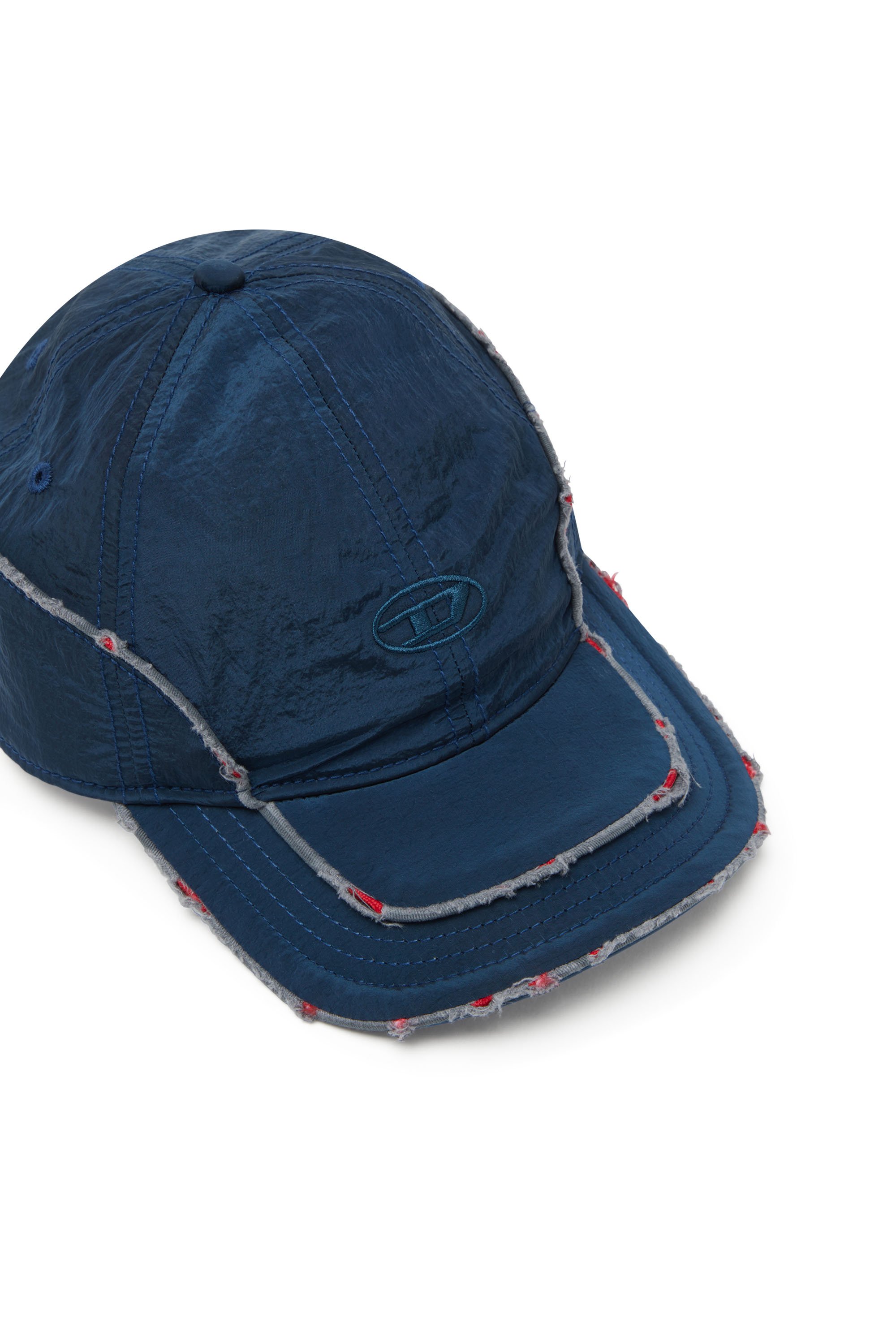 Diesel - C-ONNOR, Male's Crinkled nylon baseball cap with tonal D in Blue - 3