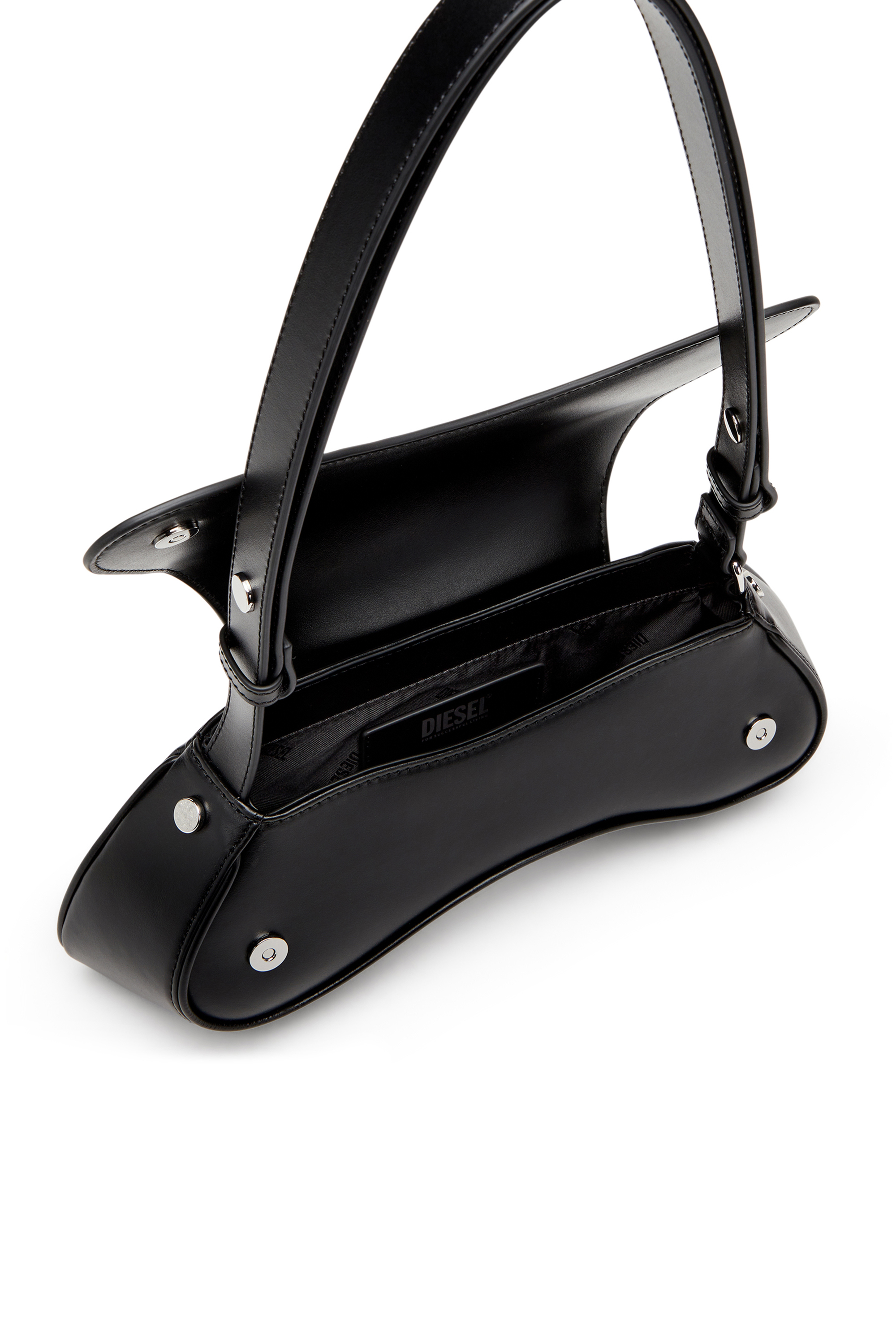 Diesel - PLAY CROSSBODY, Play-Sac à bandoulière en cuir semi-brillant Femme in Noir - 4
