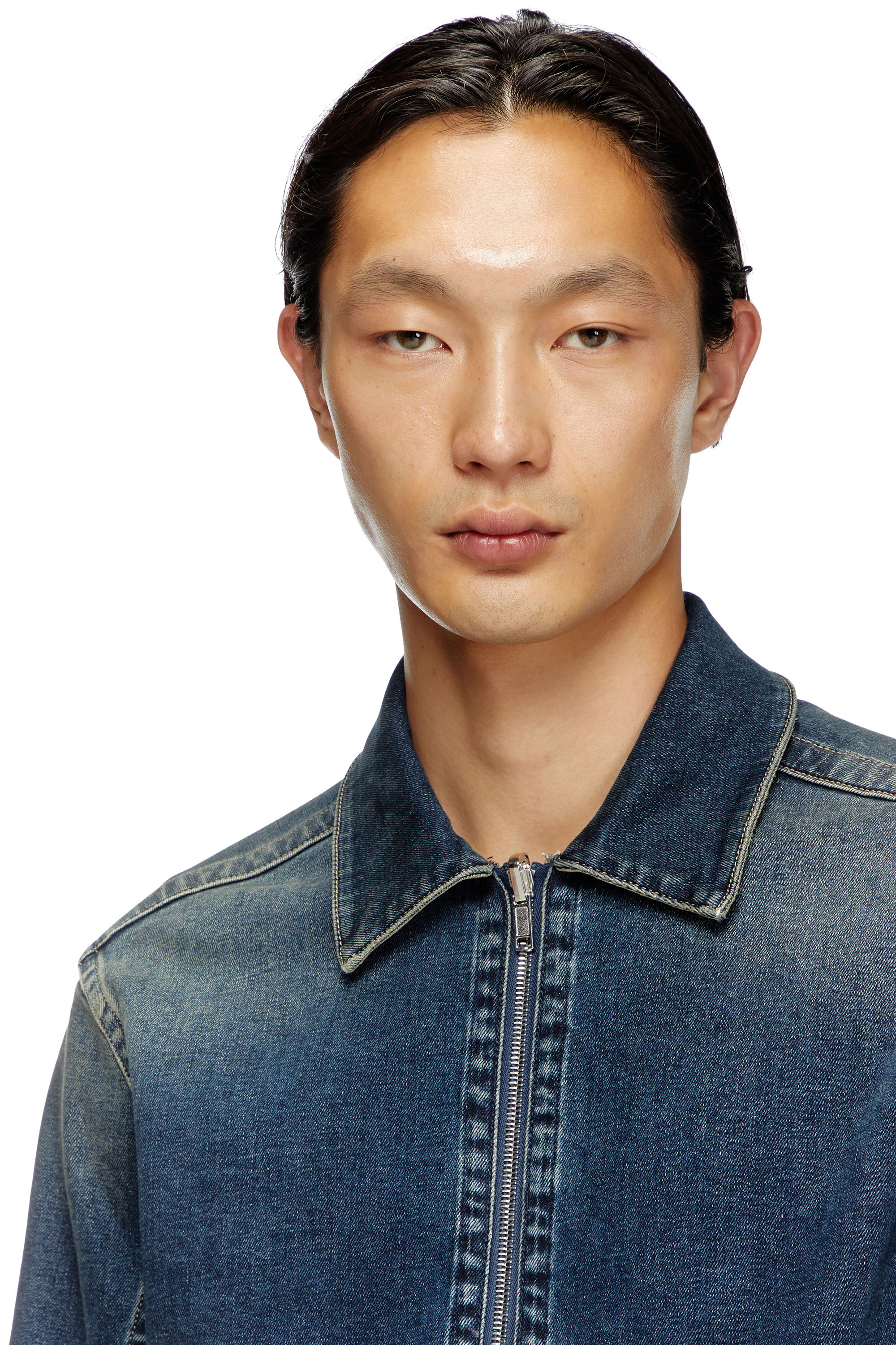 Diesel - D-SIMPLY-RE, Male's Zipped shirt in Rehab denim in Dark Blue - 4