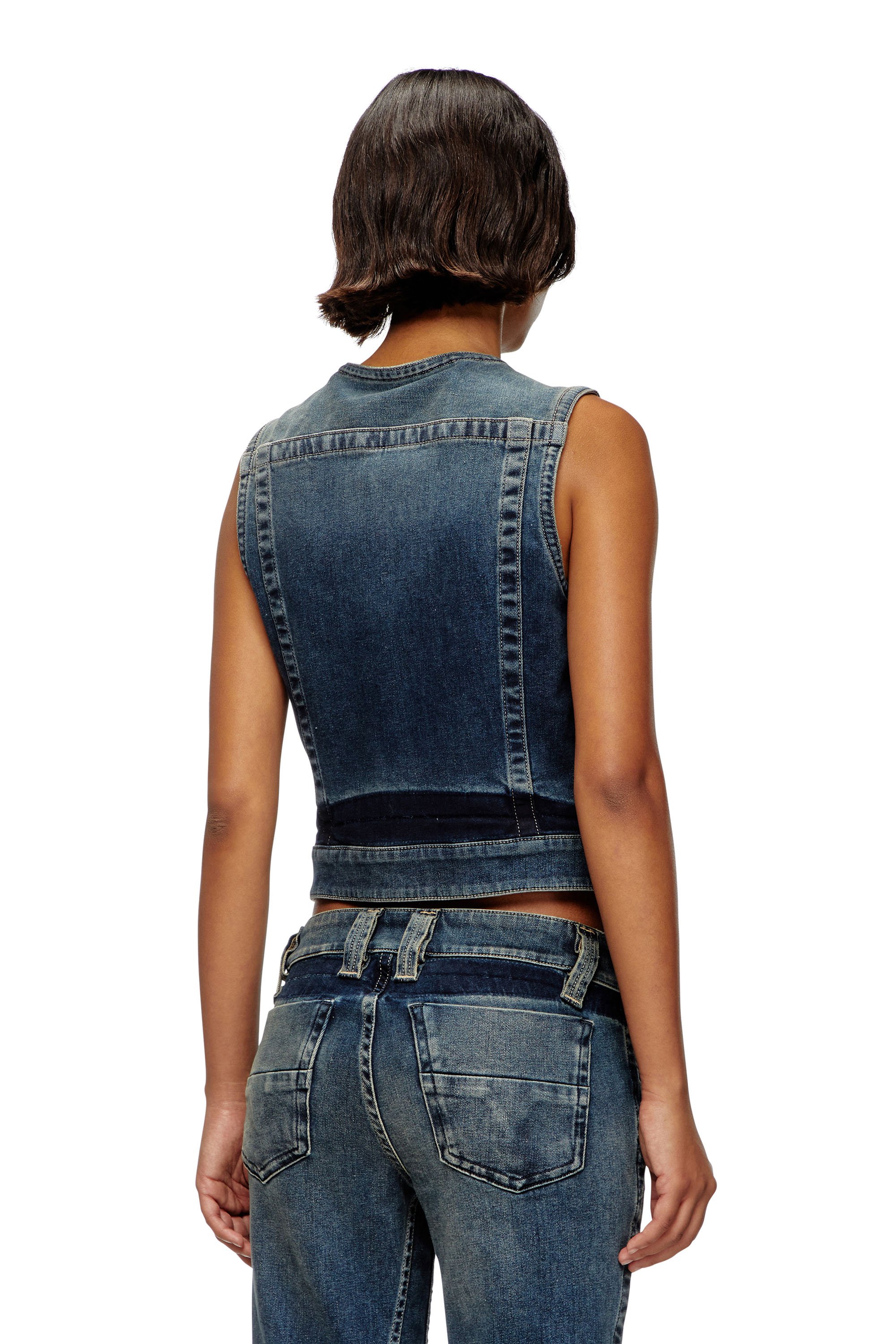 Diesel - DE-PROOF-RE, Female's Zipped top in Rehab denim in Dark Blue - 4