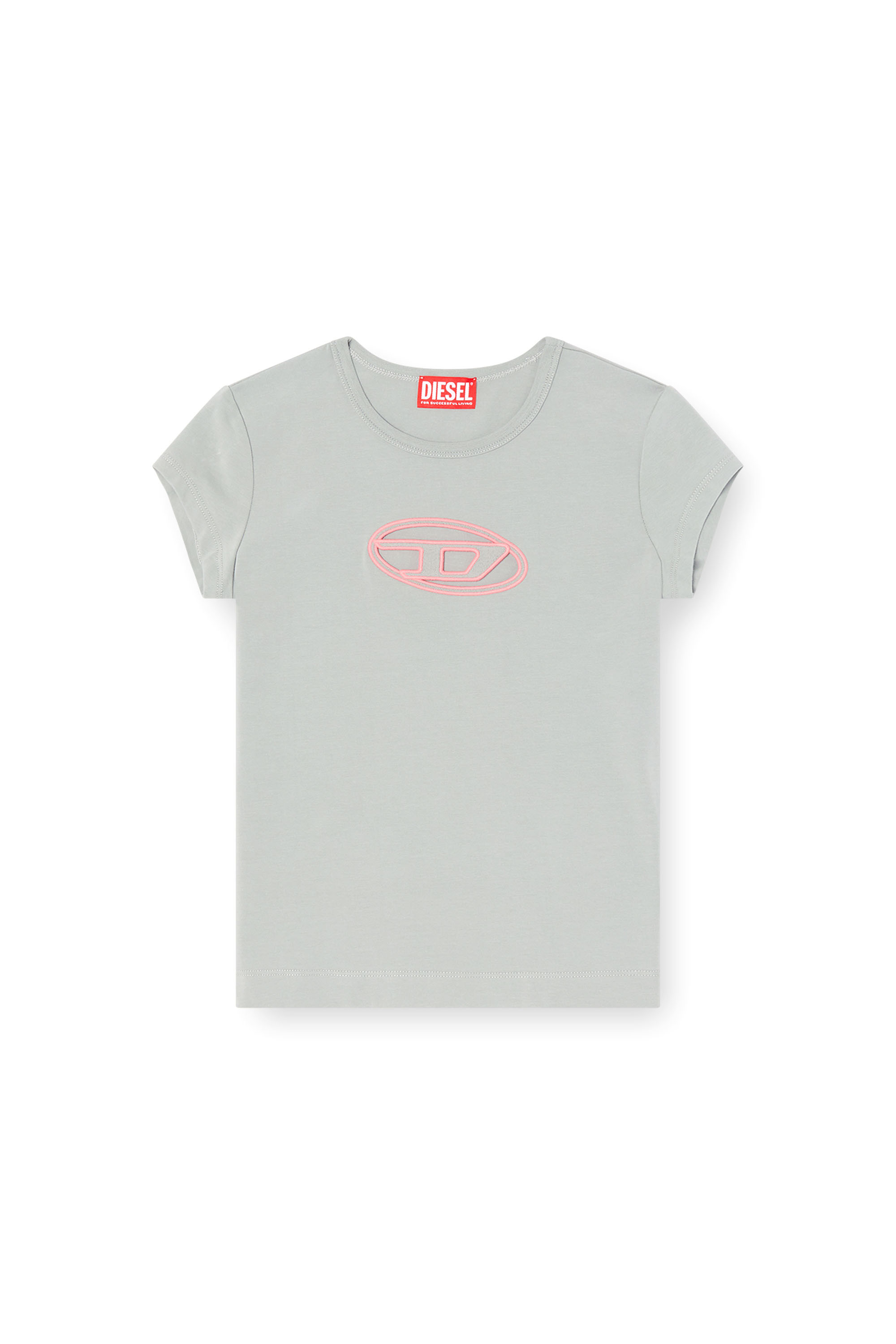 Diesel - T-ANGIE, Female's T-shirt with peekaboo logo in Grey - 4