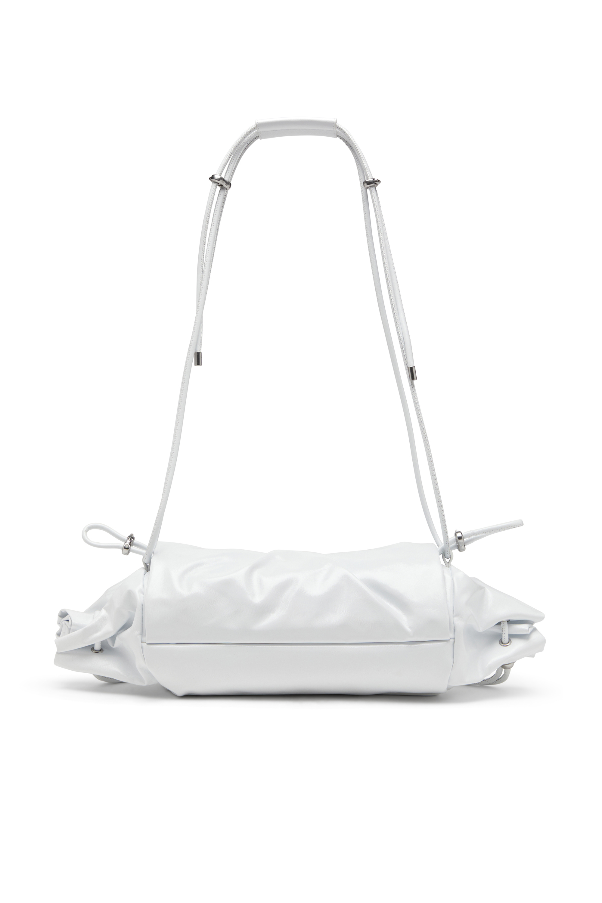 Diesel - SCRUNCH-D SHOULDER M, Female's Scrunch-D M-Shoulder bag in shiny leather in White - 2