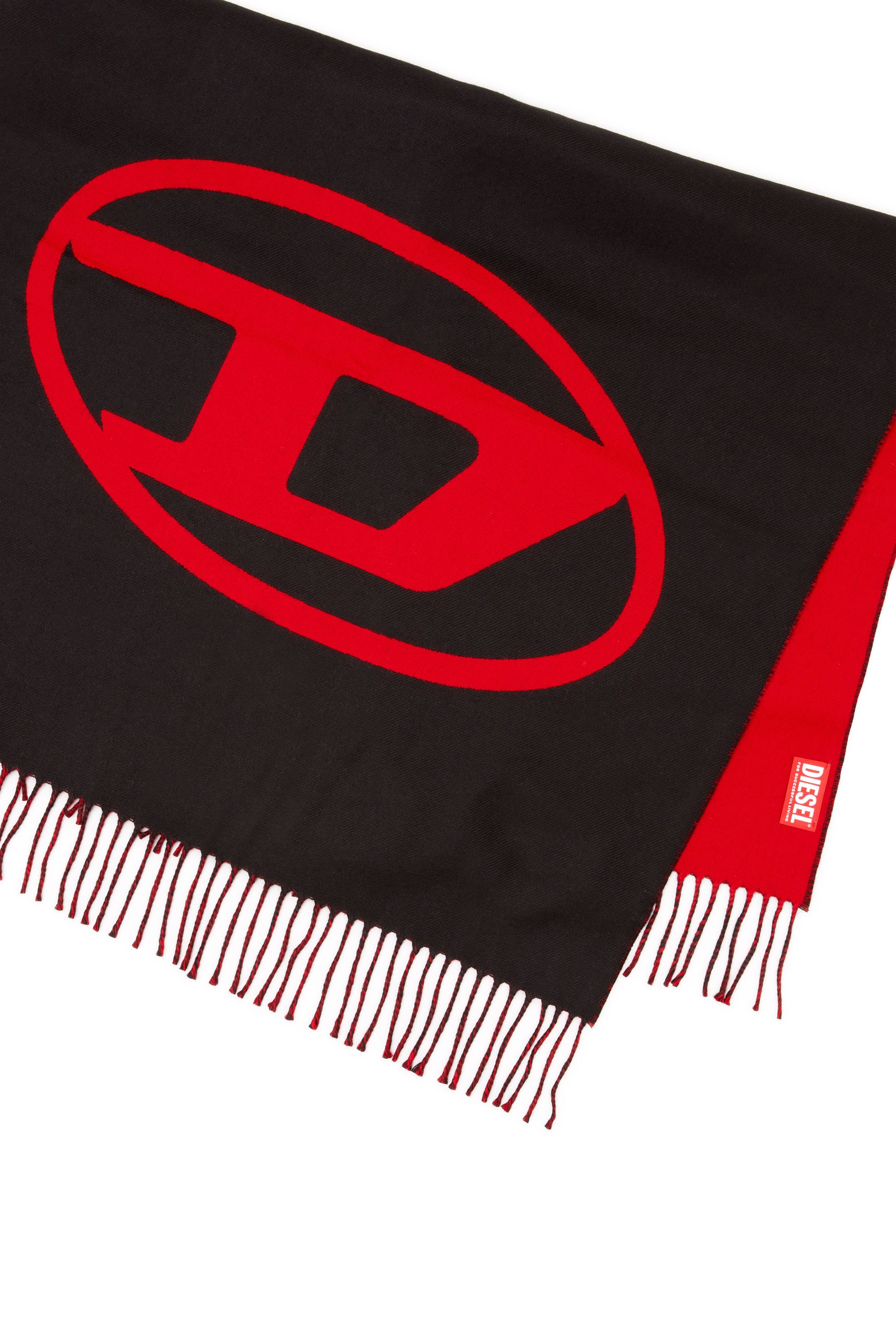 Diesel - S-TEVIE, Male's Reversible two tone wool scarf in Black/Red - 3