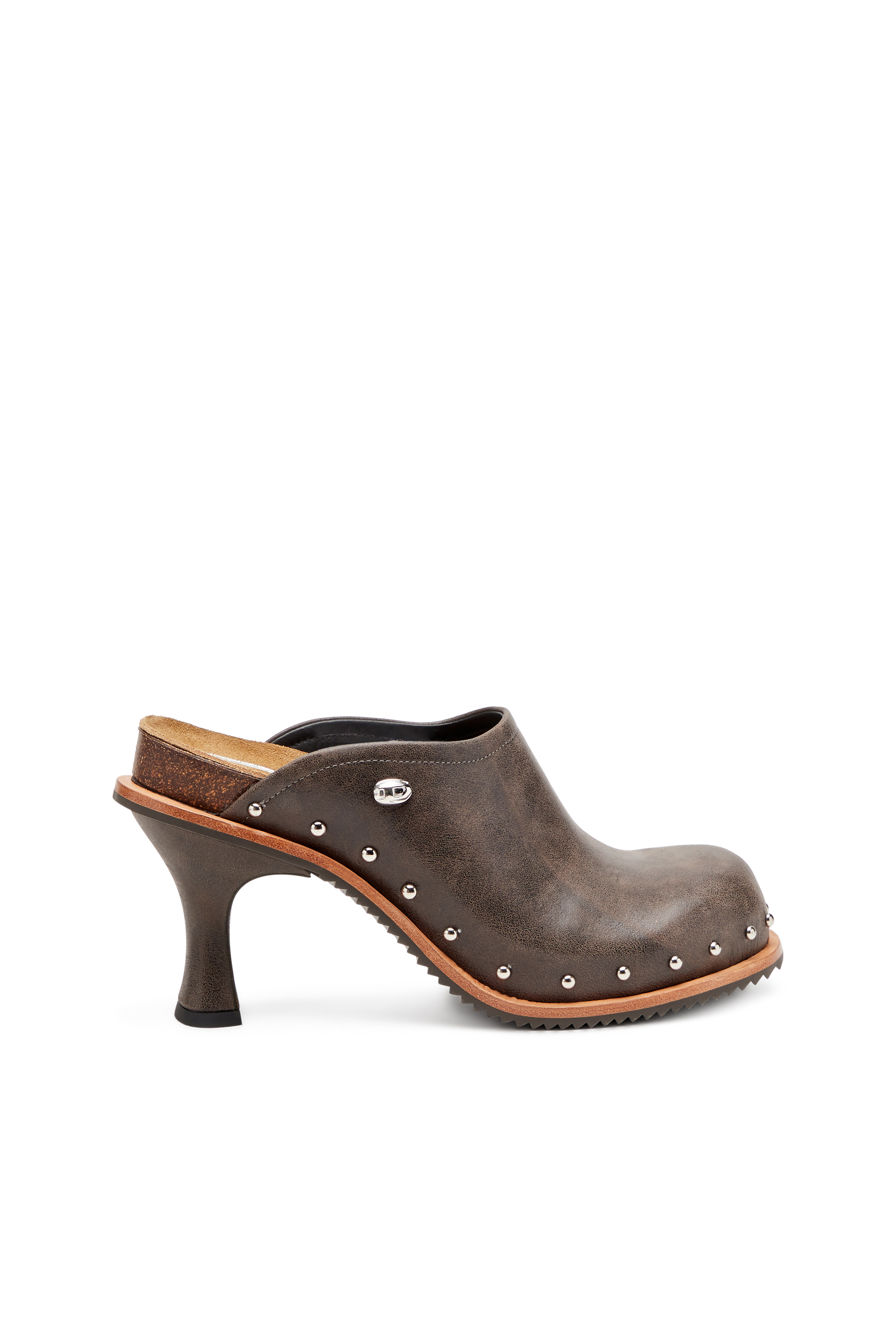 Diesel - D-WOODSTOCK ML CLOG W, Studded leather mules Femme in Marron - 1