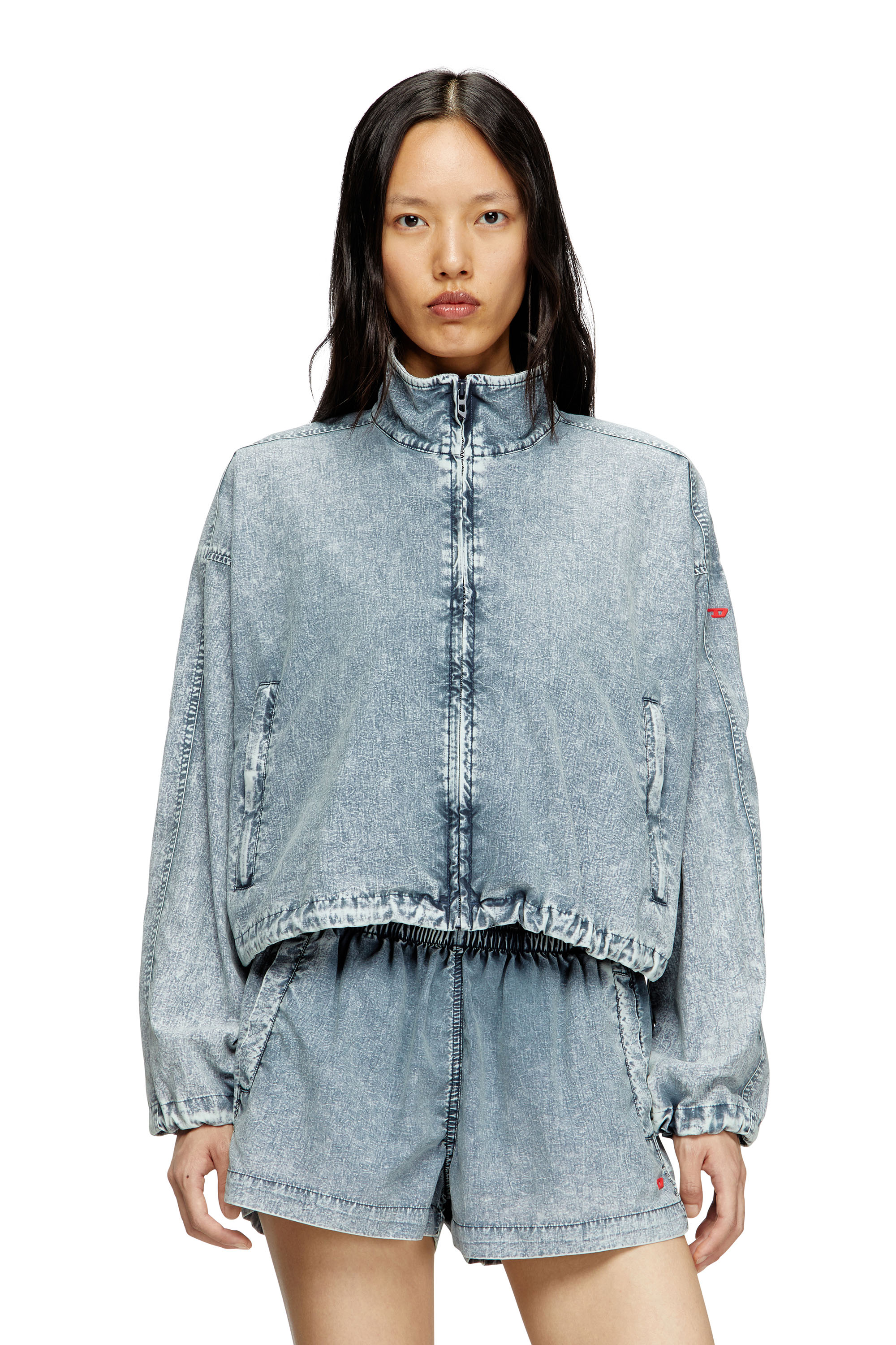 Diesel - G-LEAM-R1, Female's Cropped jacket in recycled nylon taslan in Light Blue - 1