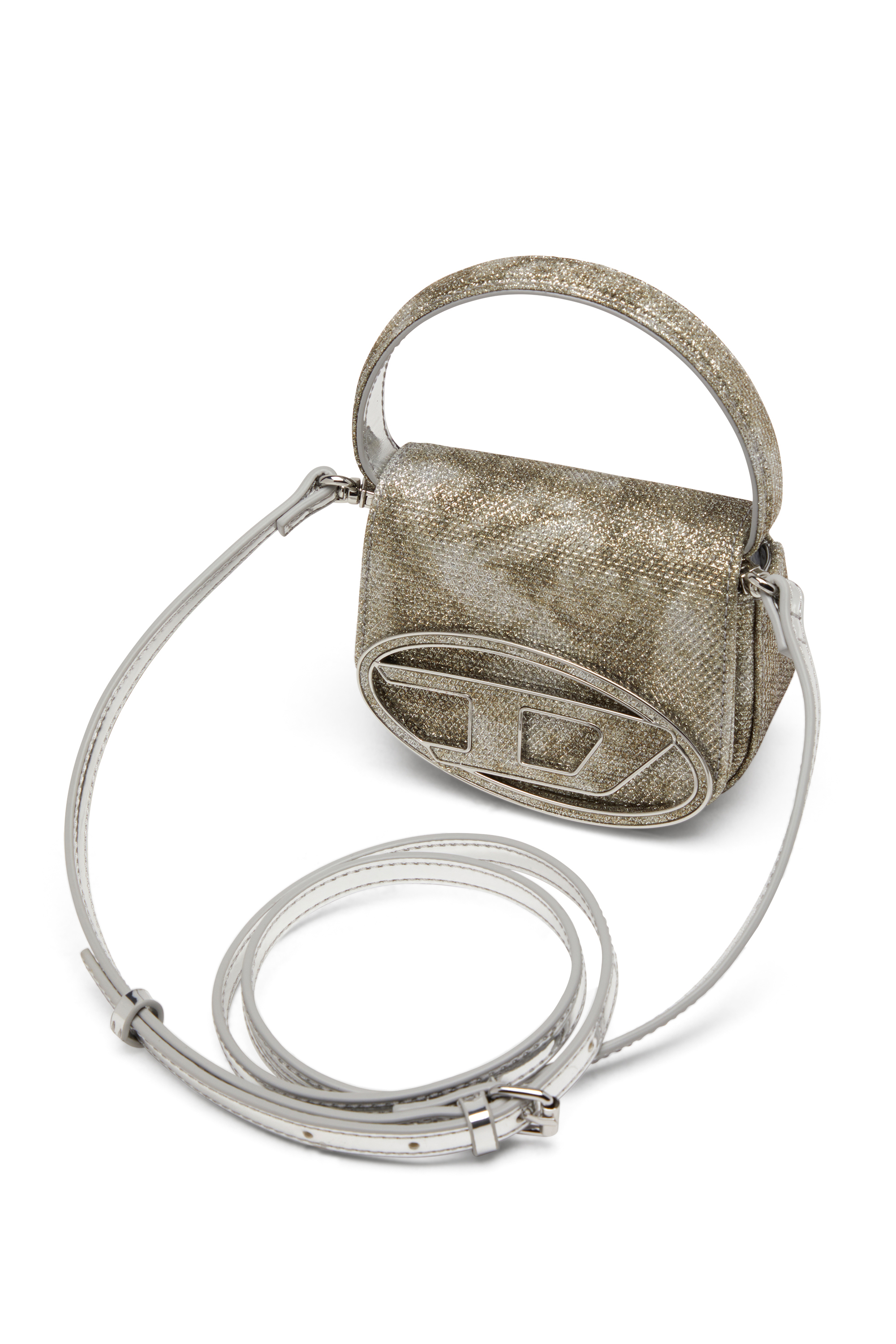 Diesel - 1DR XS, Mini sac emblématique en tissu brillant Femme in Vert - 5