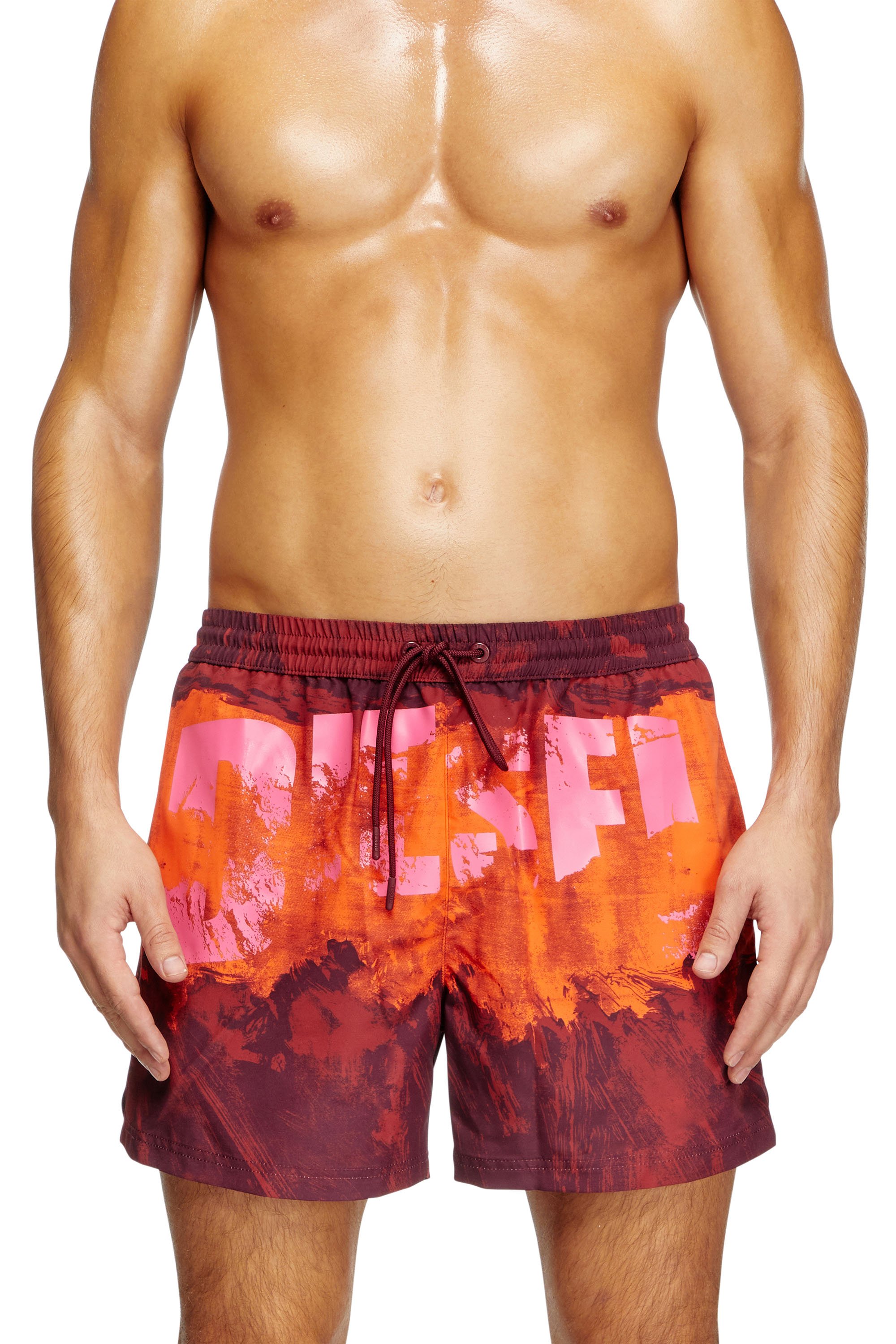 Diesel - KEN-37-D-POP, Male's Mid-length swim shorts with graphic print in Red - 2