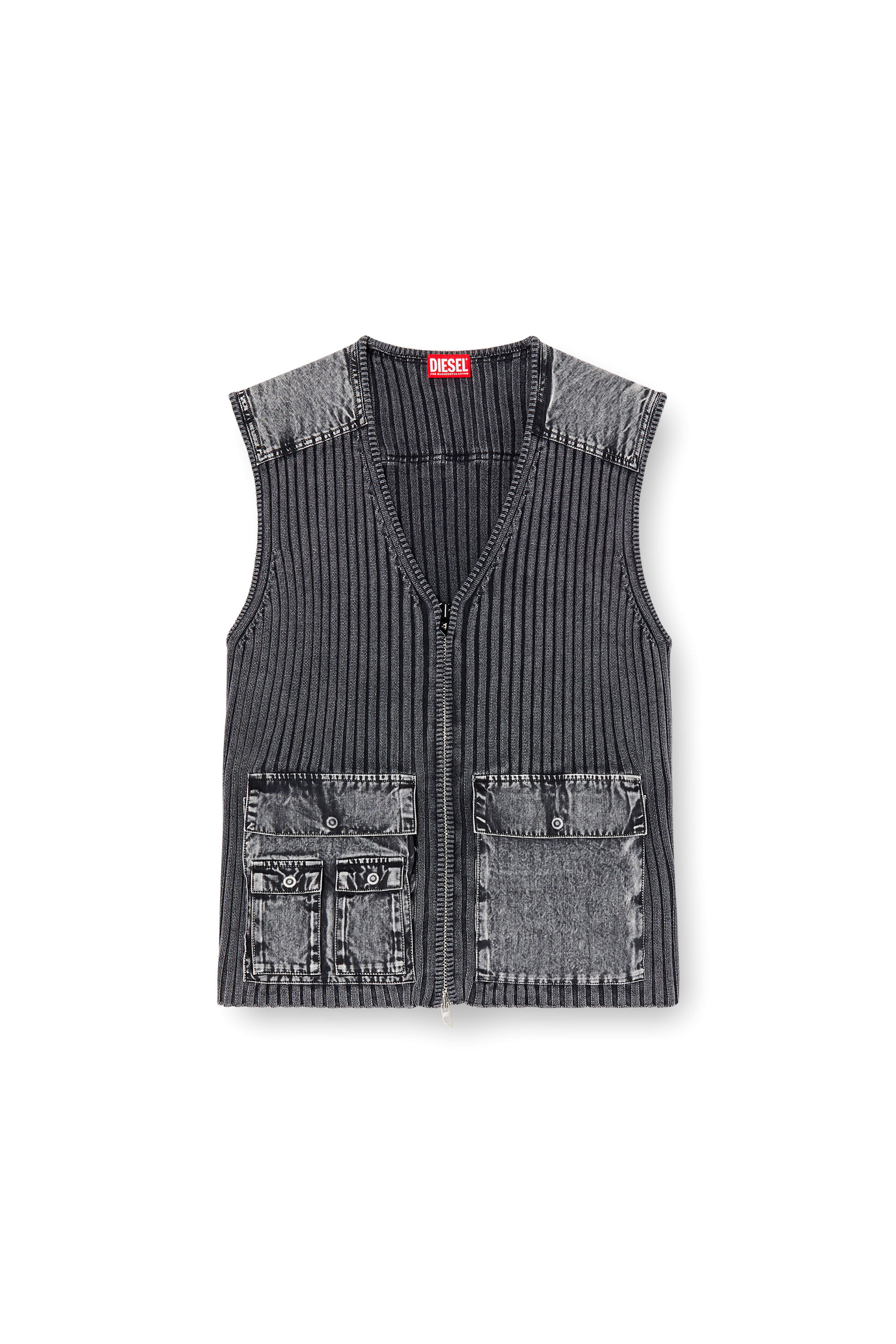 Diesel - K-MARGIE, Male's Utility vest with contrast panels in Dark Grey - 6