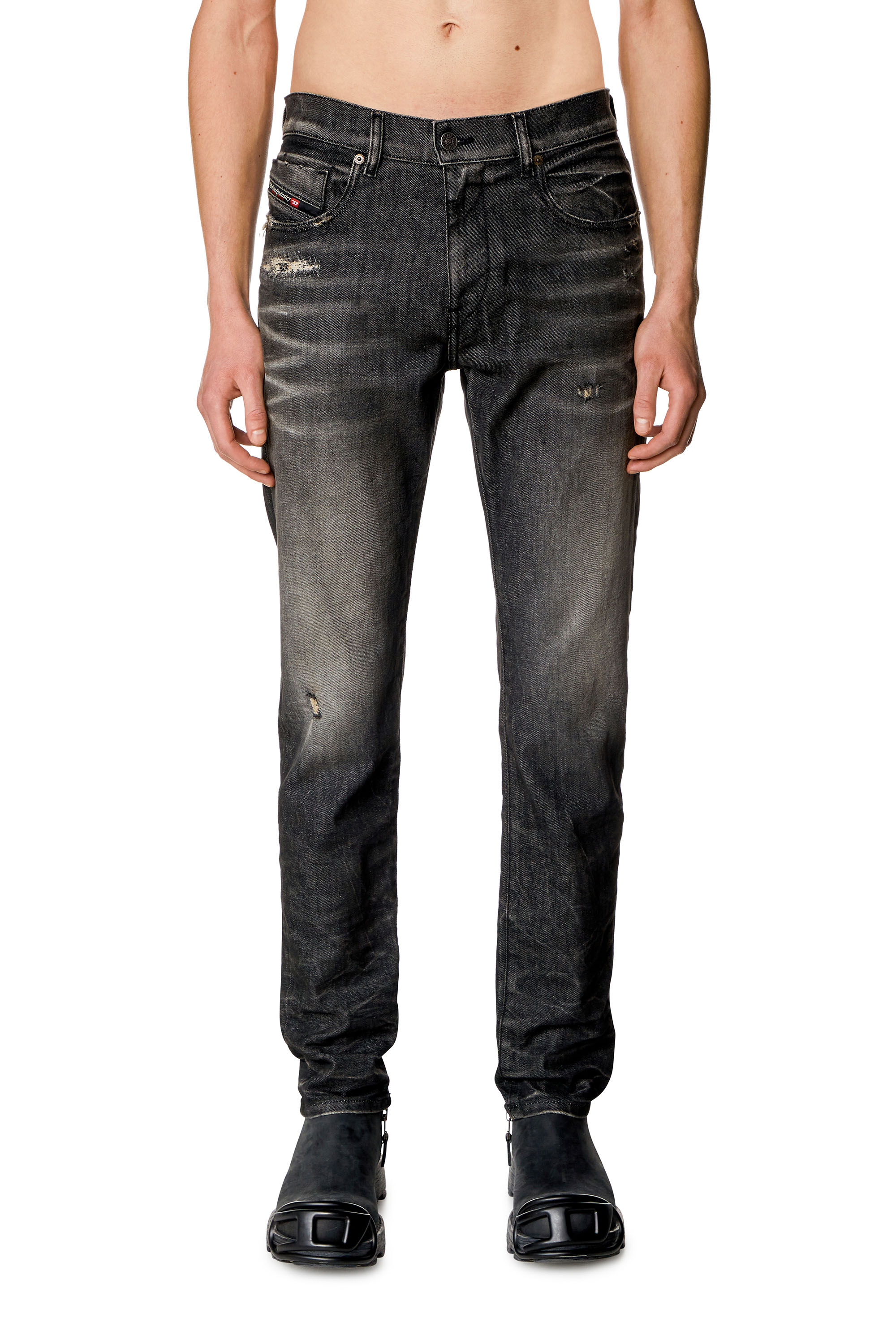 Diesel - Slim Jeans 2019 D-Strukt 09H51, Noir/Gris foncé - Image 2