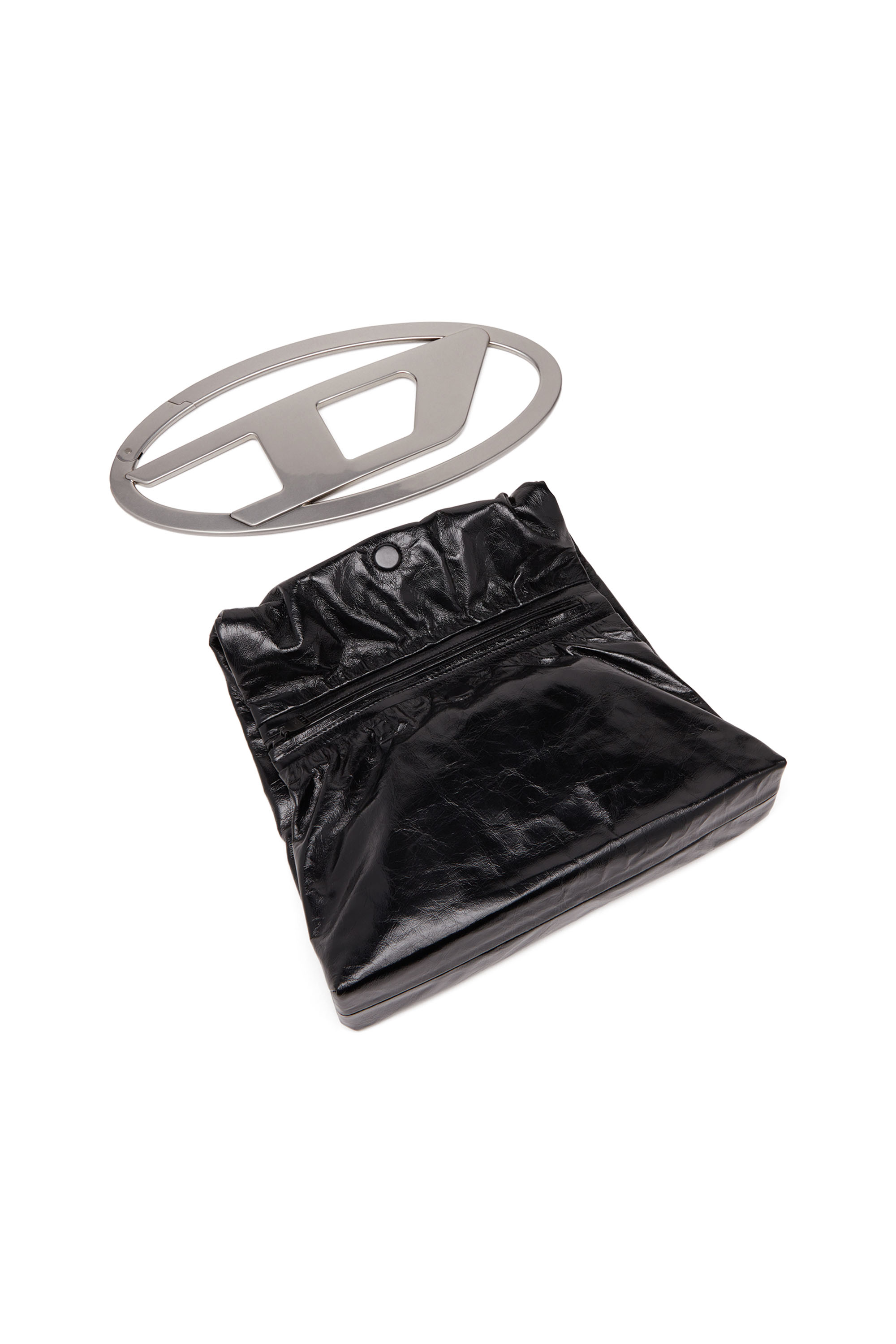 Diesel - BIG-D POUCH, Female Big-D-Clutch bag in crinkled leather in Black - Image 5